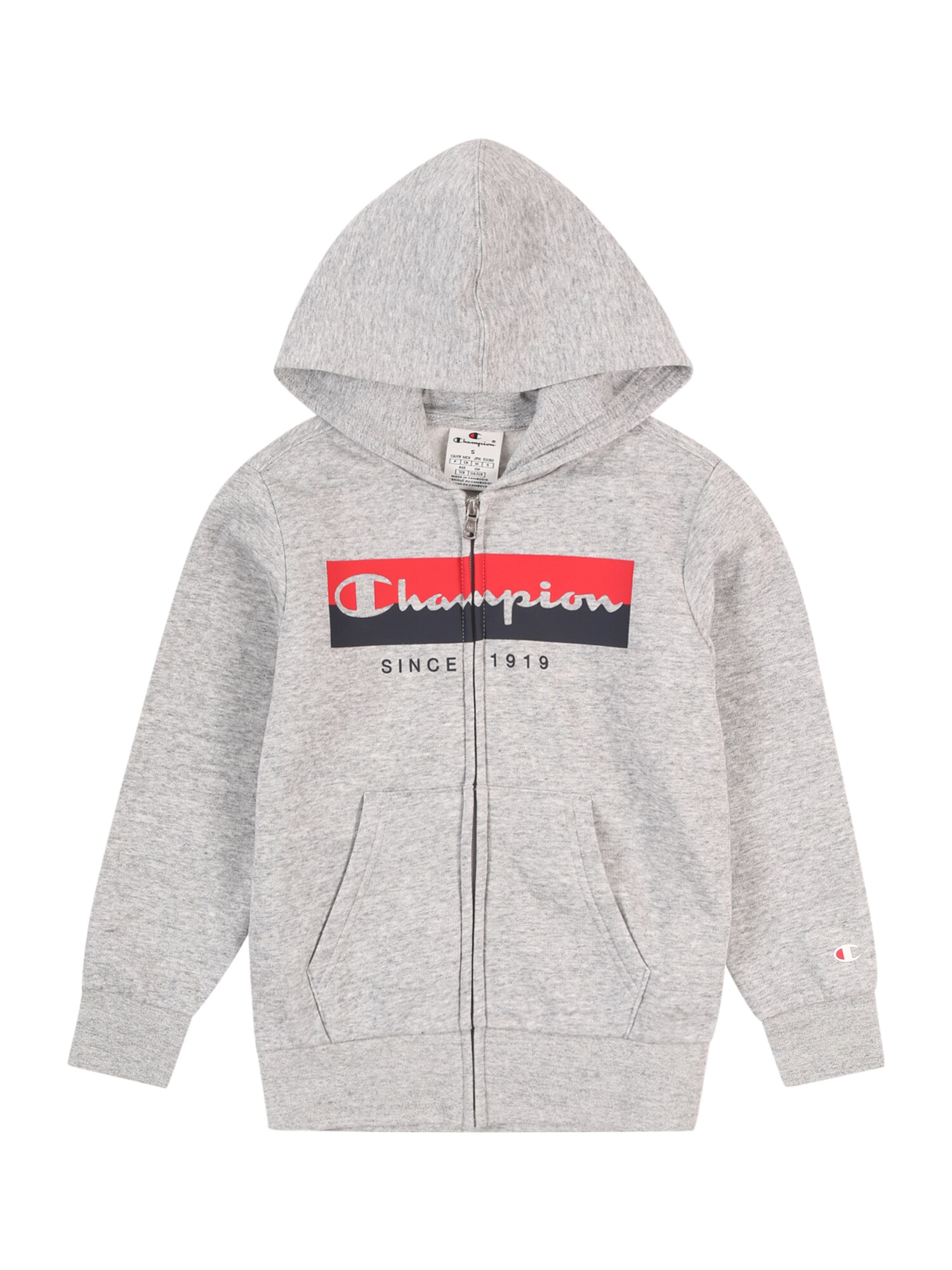 Champion Authentic Athletic Apparel Tepláková bunda  svetlosivá / červená / čierna