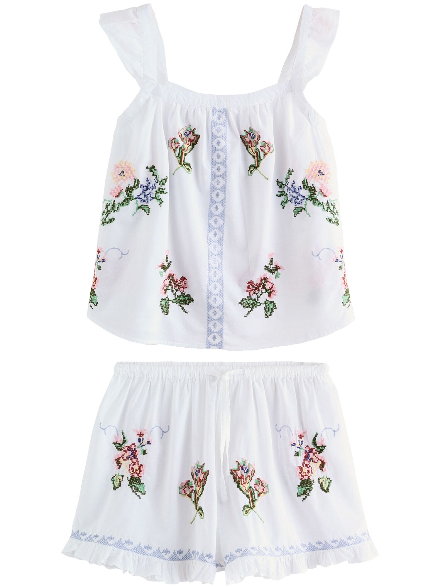 Next Pijama  albastru deschis / verde / roz / alb