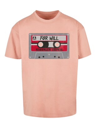 F4NT4STIC Shirt ‘Stranger Things Cassette For Will Netflix TV Series’ Crème / Grijs / Rood / Zwart