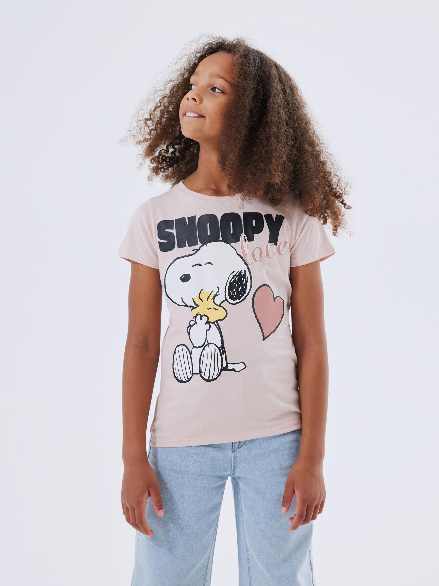 NAME IT Póló 'Nanni Snoopy'  rózsa / fáradt rózsaszín / fekete / fehér termék 2. képe