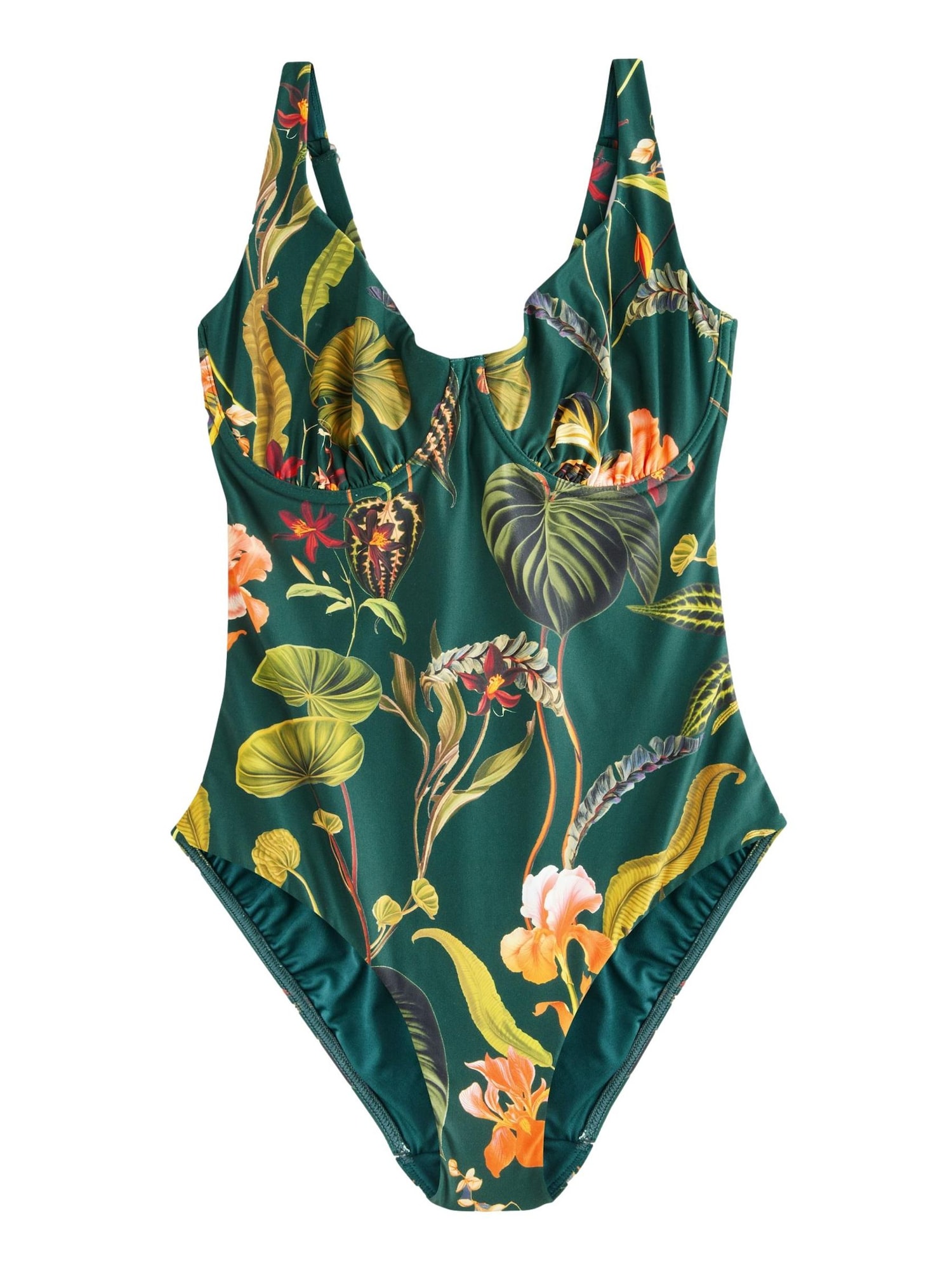 Next Costum de baie întreg Tummy Control  oliv / verde închis / mov închis / portocaliu