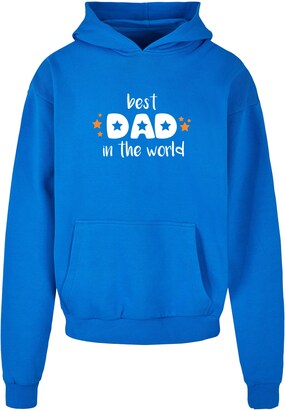 Merchcode Sweatshirt ‘Fathers Day – Best Dad In The World’ Kobaltblauw / Oranje / Wit