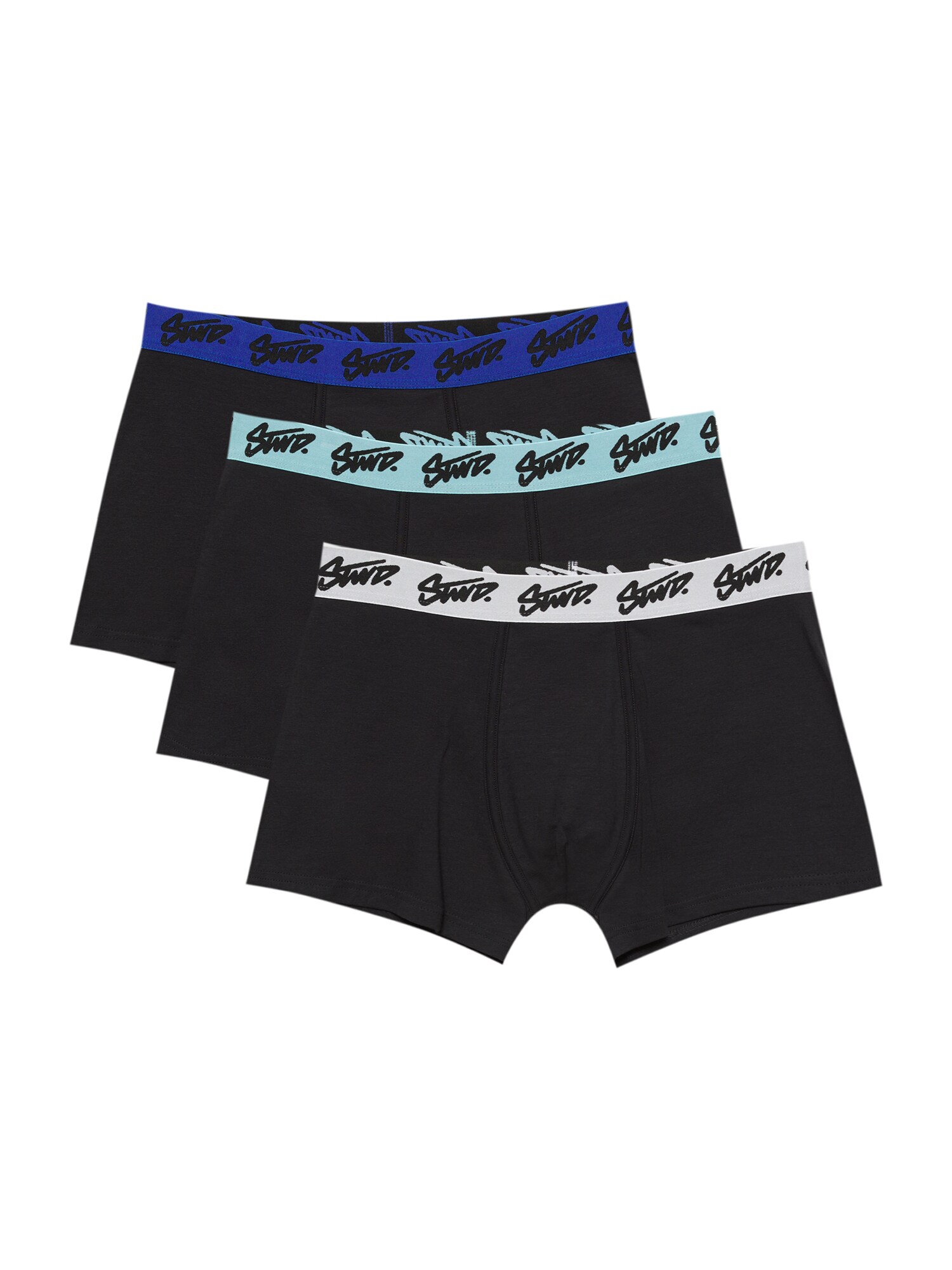 Pull&Bear Boxeri STWD  turcoaz / albastru cobalt / negru / alb murdar