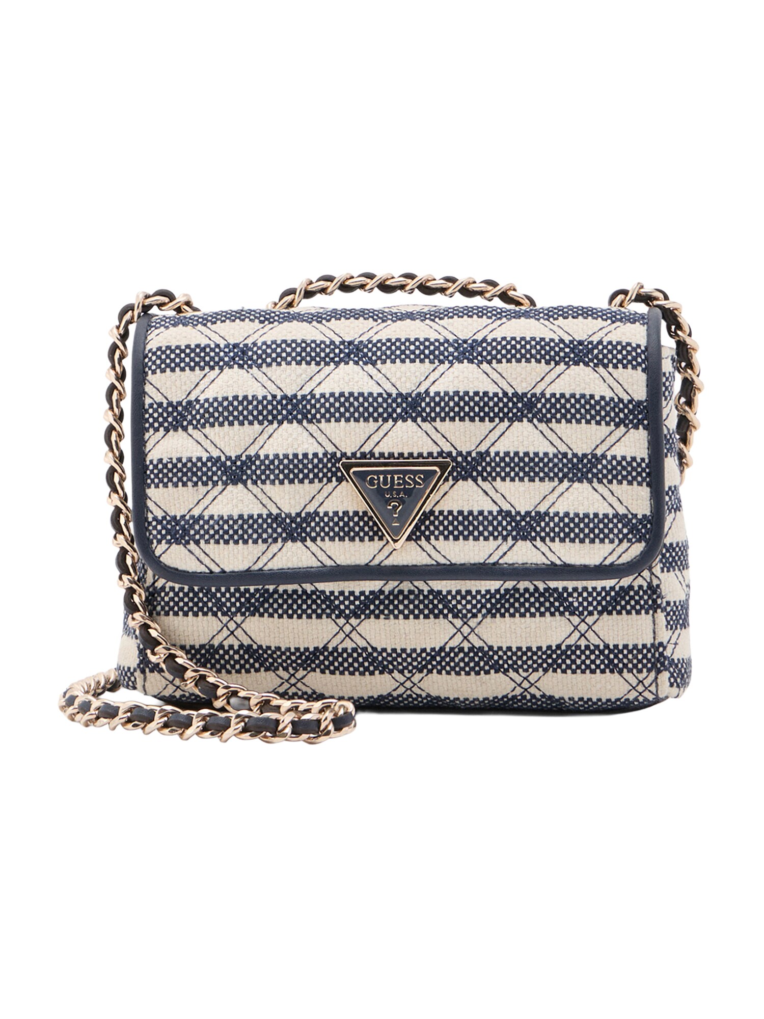 GUESS Geantă de umăr GIULLY II MINI 2 COMP CVTR FLP  bleumarin / alb