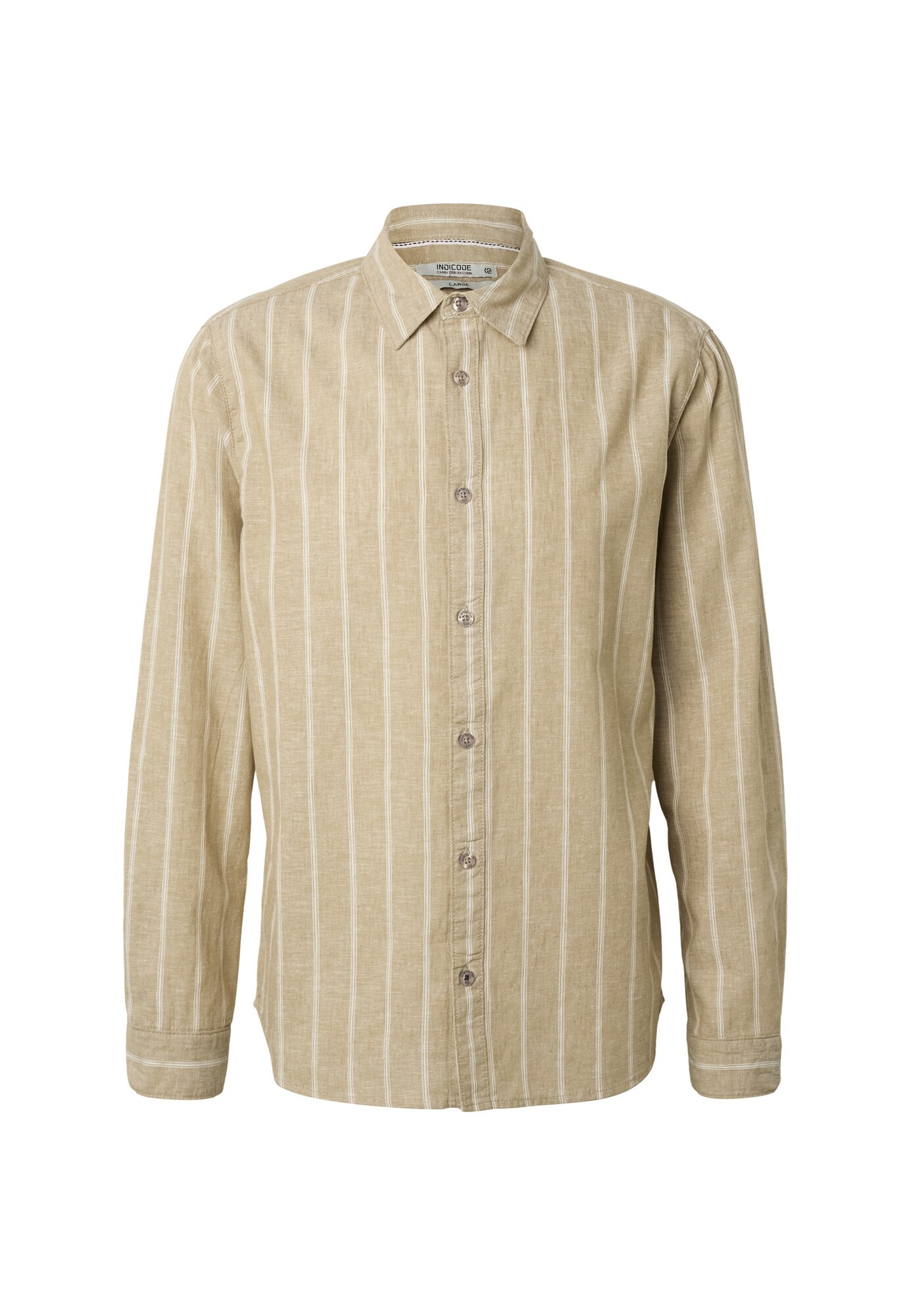 INDICODE JEANS Camisa 'Tryp'  beige oscuro / blanco natural