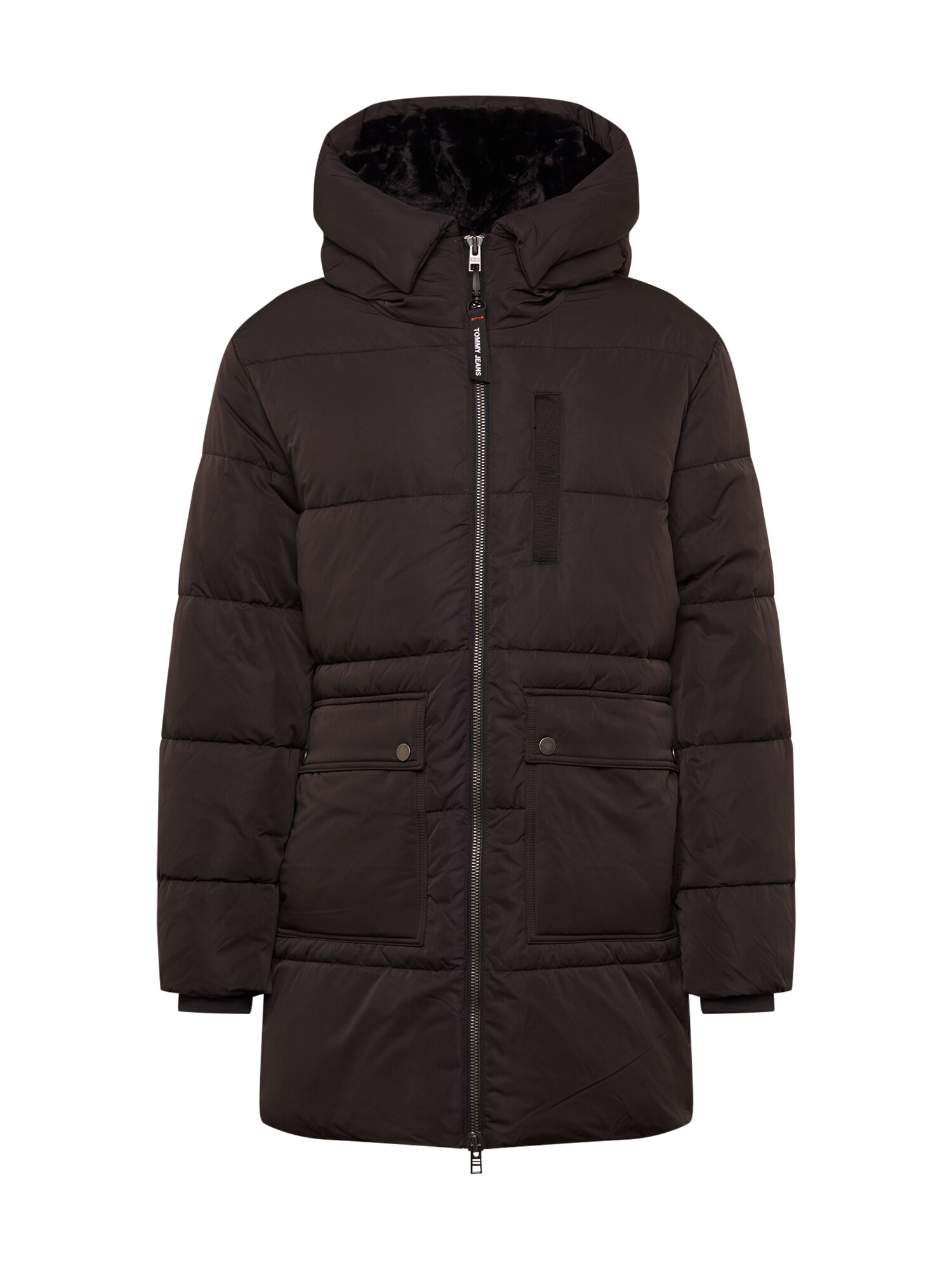 Tommy Jeans Ilga žieminė striukė  tamsiai ruda