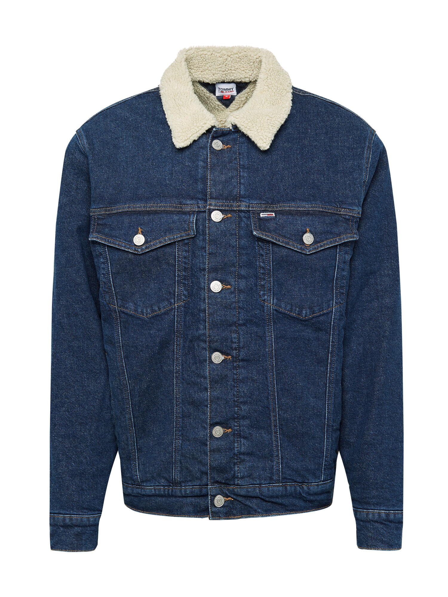Tommy Jeans Demisezoninė striukė  tamsiai (džinso) mėlyna / balta