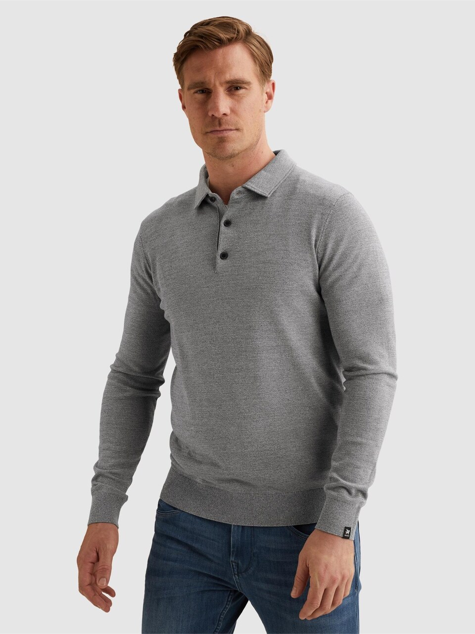 Tröja 'Pullover in cotton/modal with polo collar'
