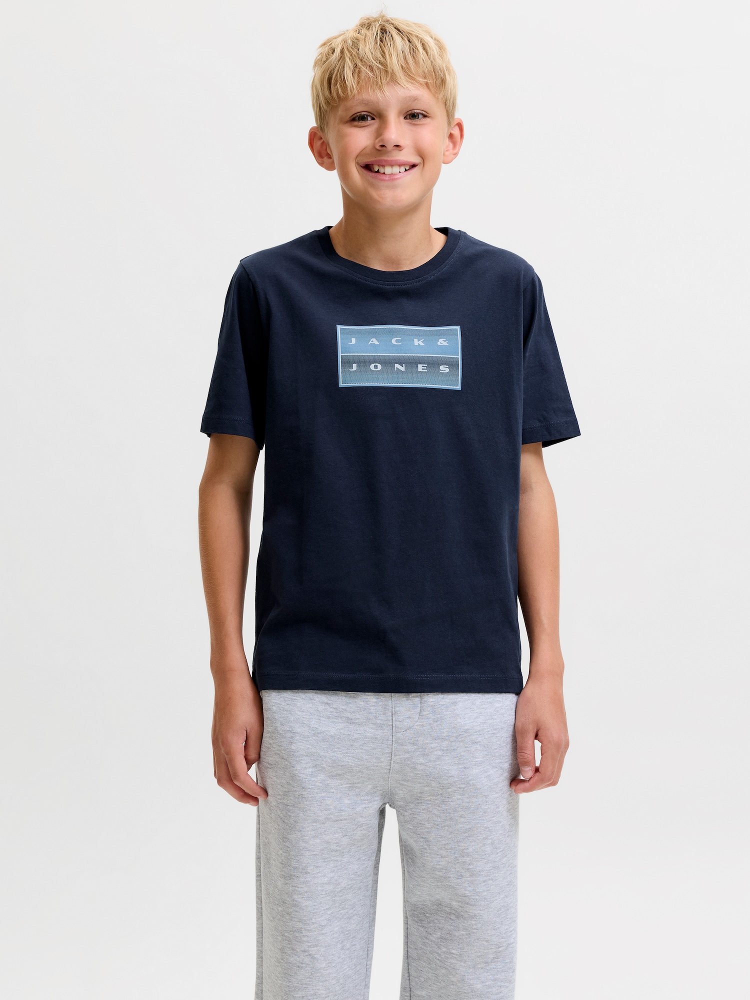 Jack & Jones Junior Tricou JCOFUSION bleumarin / albastru deschis / alb murdar
