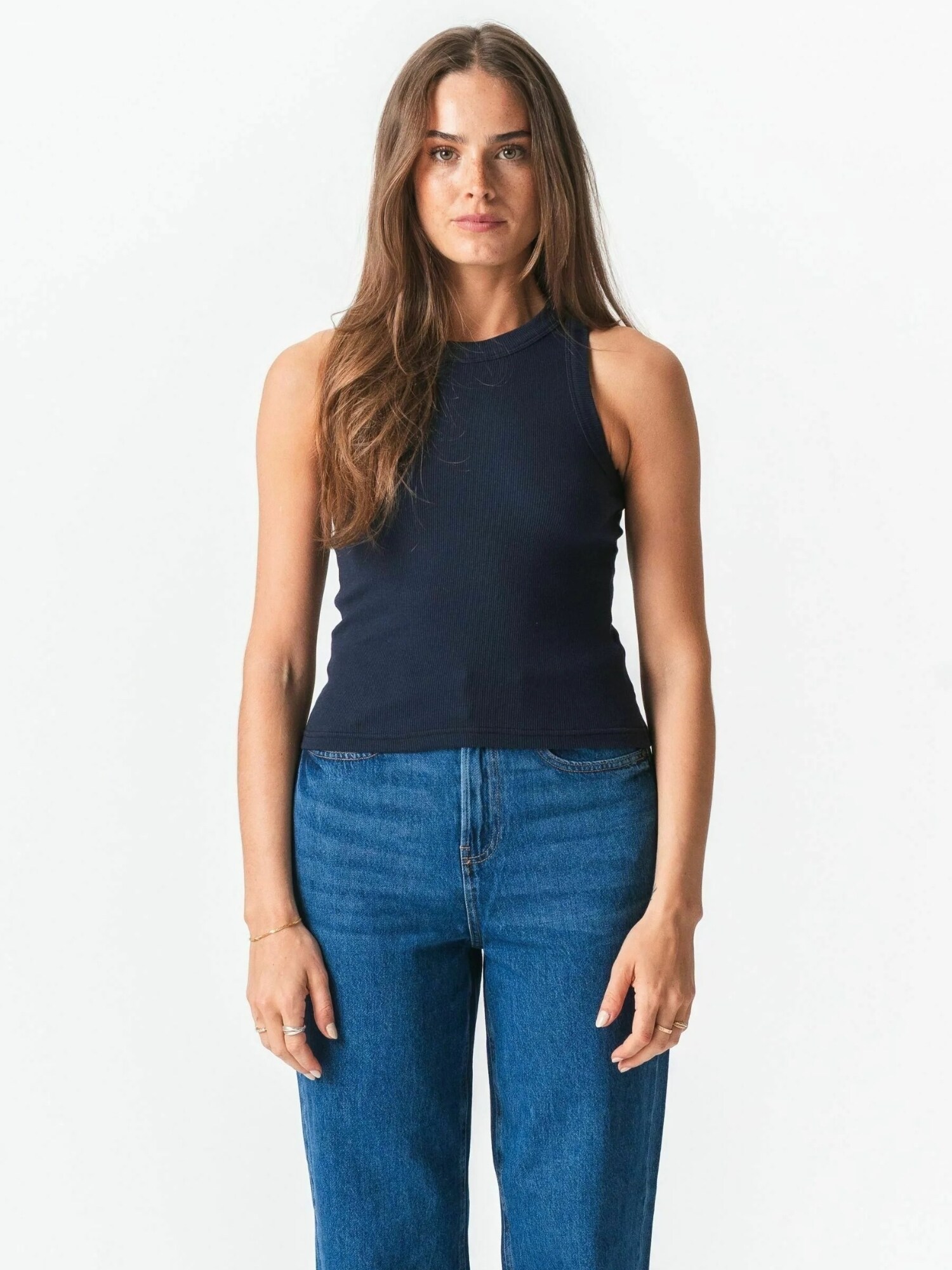 TEESHOPPEN Top ' Ribbed '  albastru