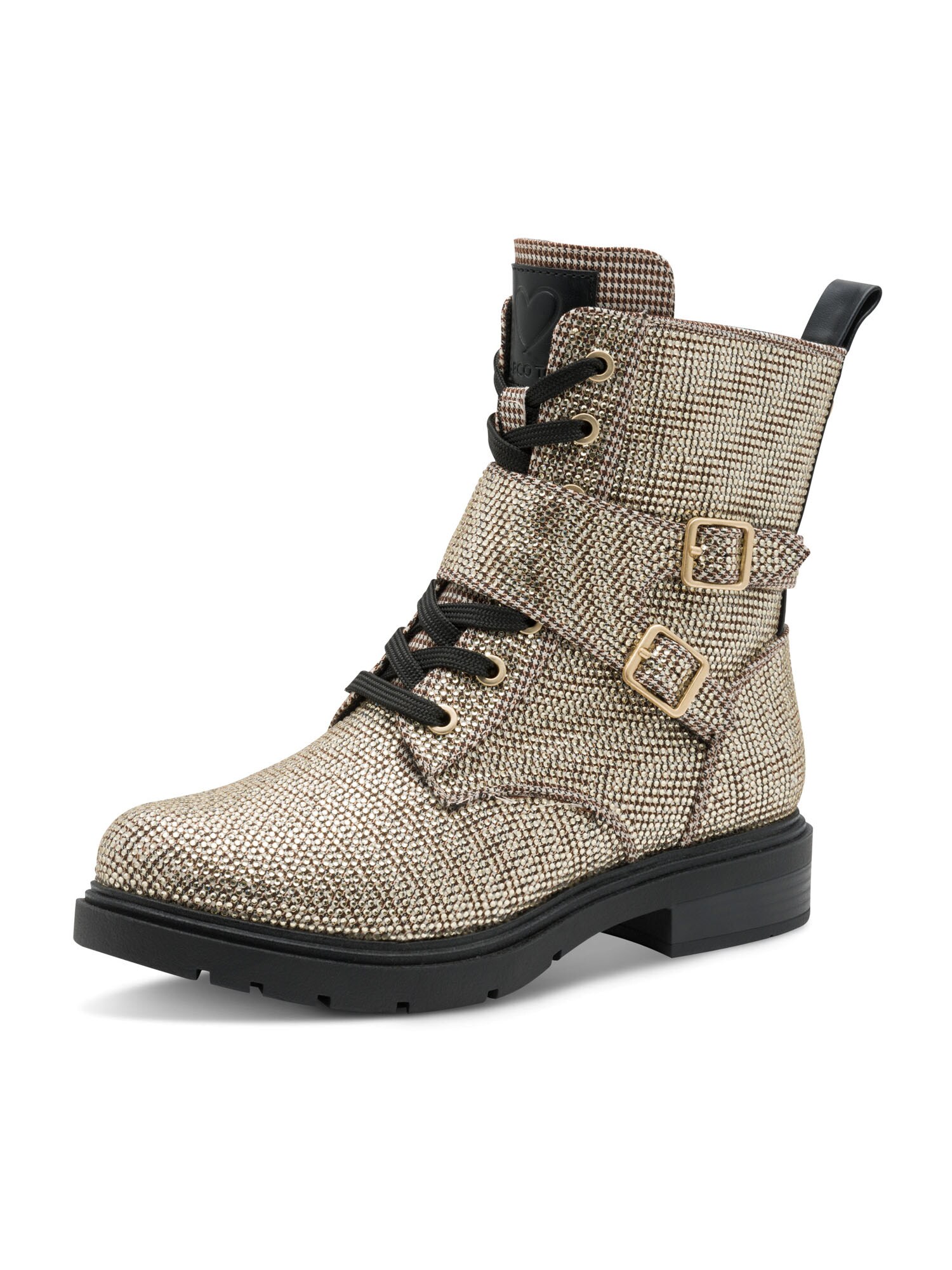 MARCO TOZZI Ghete cu șireturi  crem / maro închis / auriu / negru