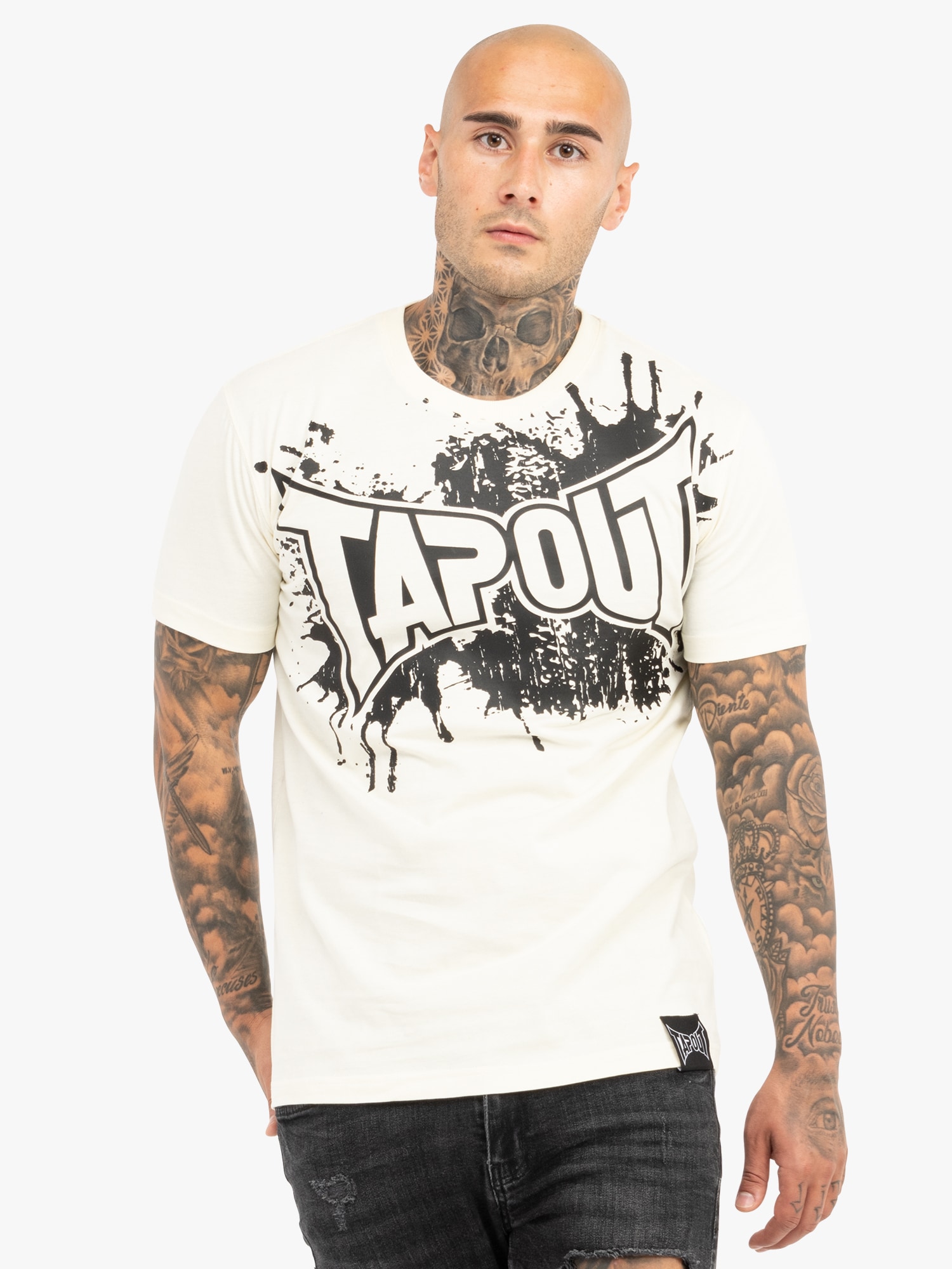 Tapout Póló 'SPLASHED'  krém / fekete termék 2. képe