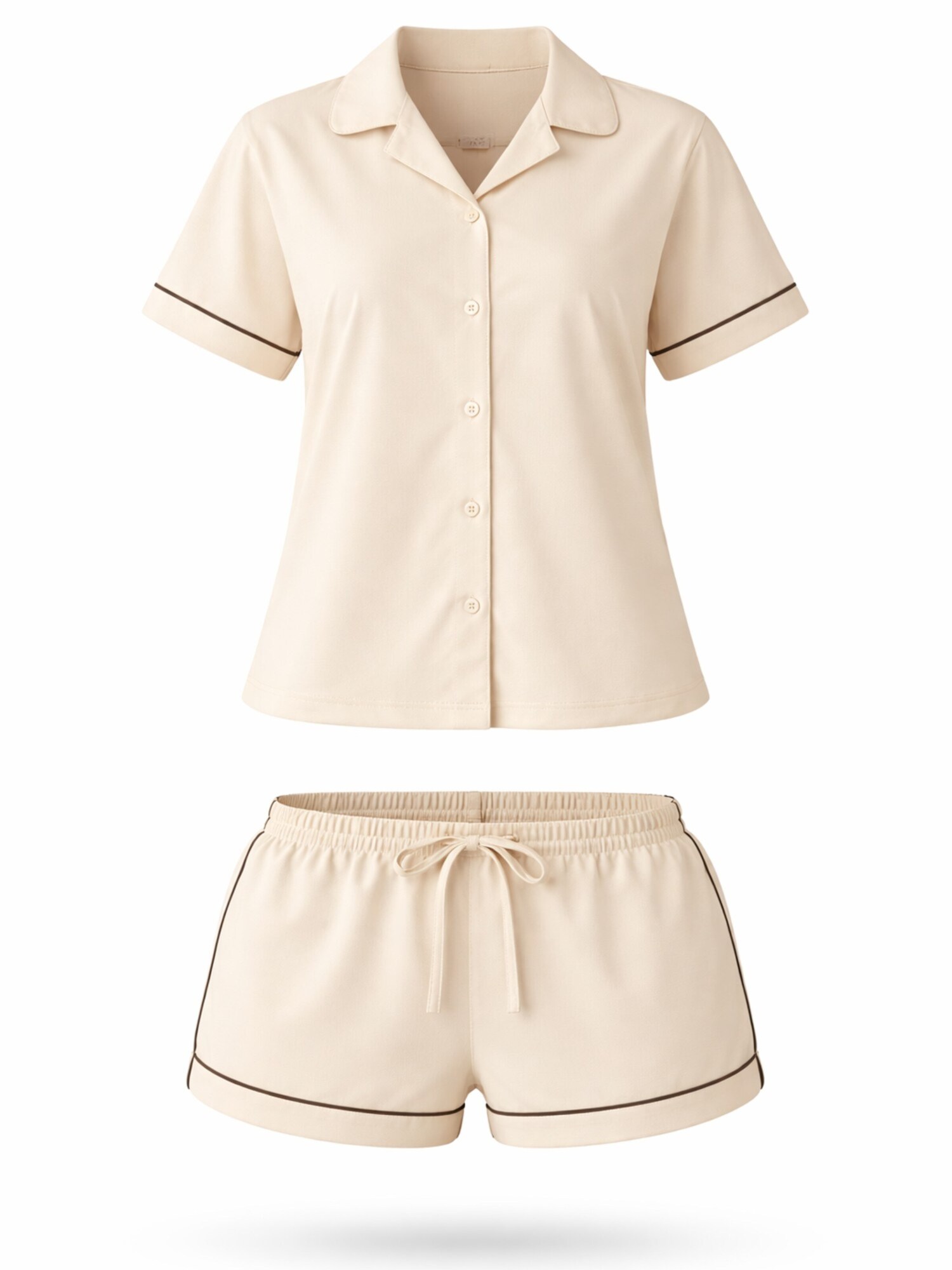 LEAFLETIC Pijama de pantalón corto 'Leafletic Women’s Night Wear Short Set' crema