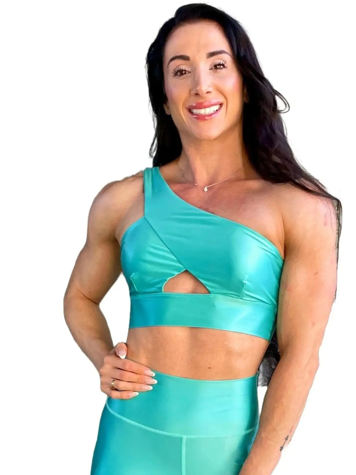 LUXFEEL Top sportivo 'Carmela Pearl' blu ciano