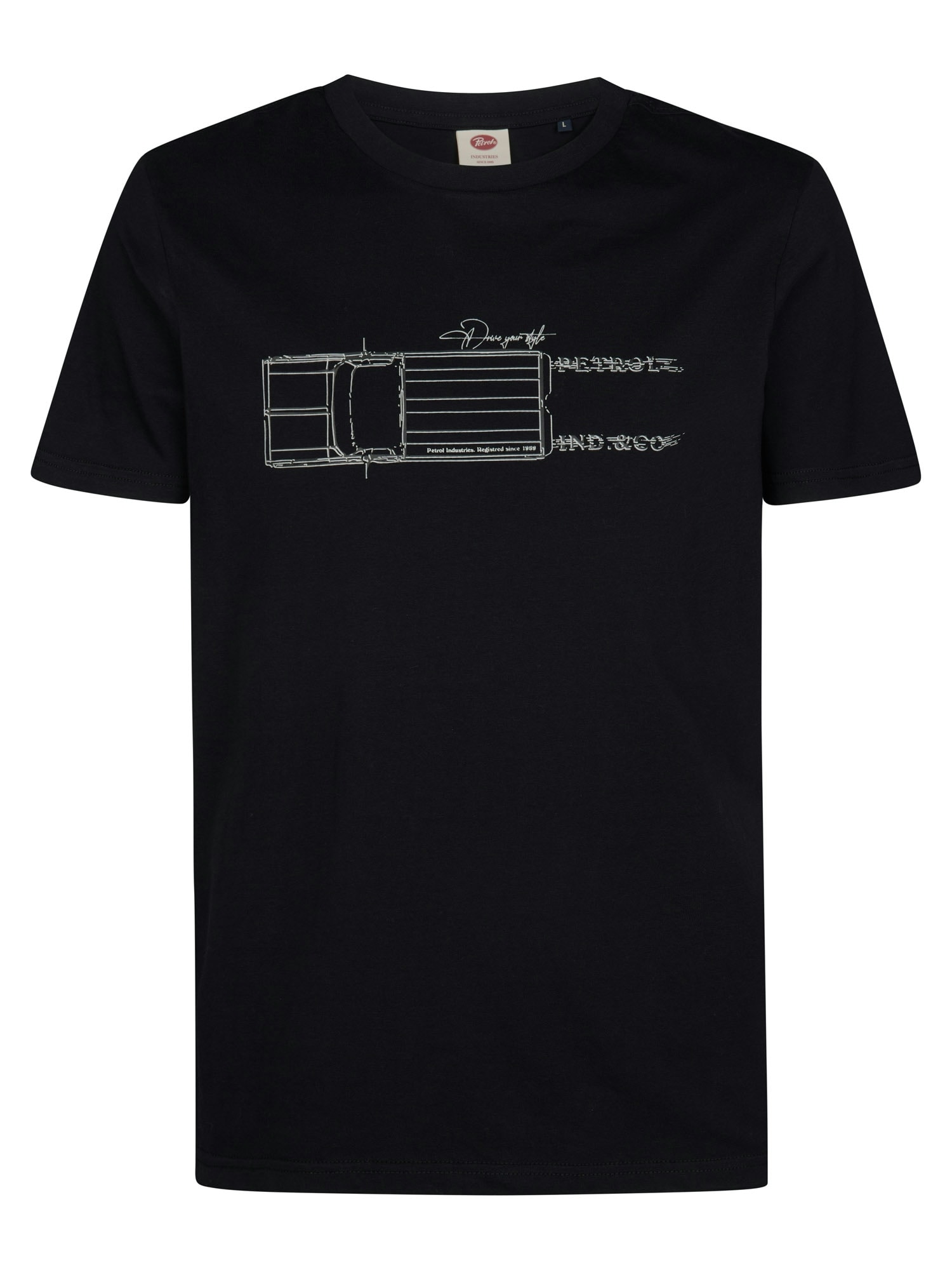 Petrol Industries Tricou gri / negru / alb