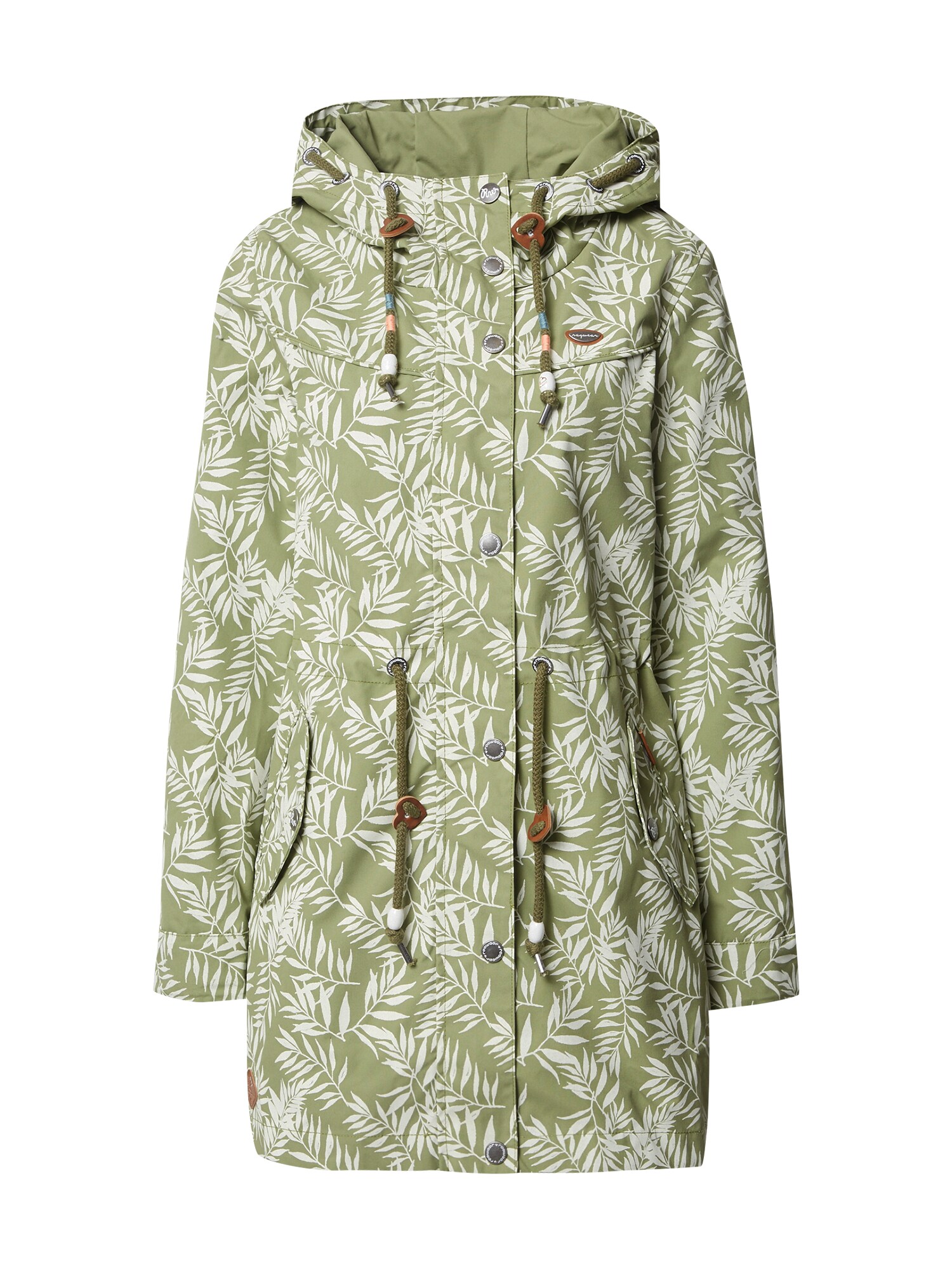 Ragwear Rudeninis-žieminis paltas 'Canny Leaves W'  žalia / balta