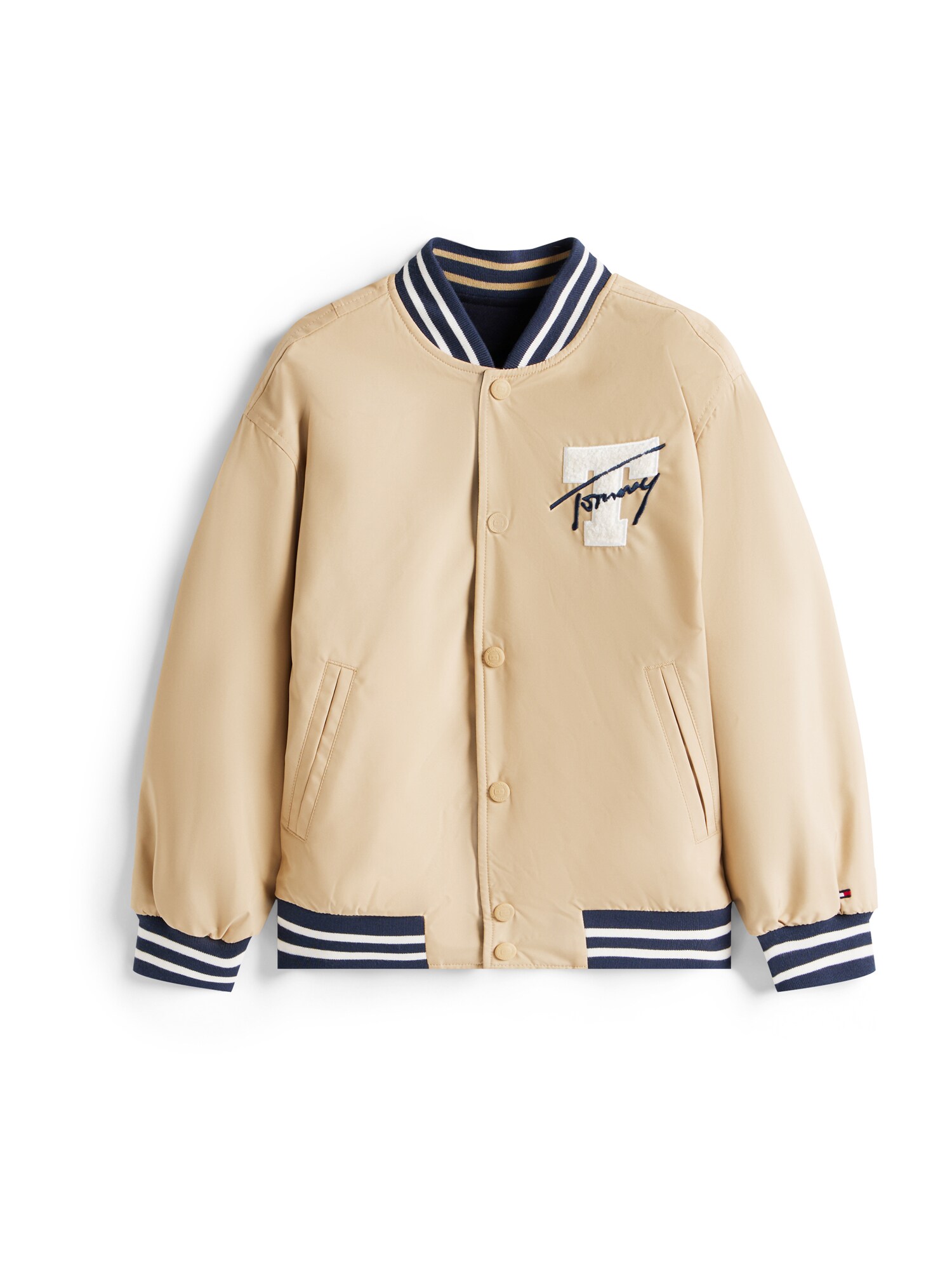 TOMMY HILFIGER Geacă de primăvară-toamnă  bej / bleumarin / alb