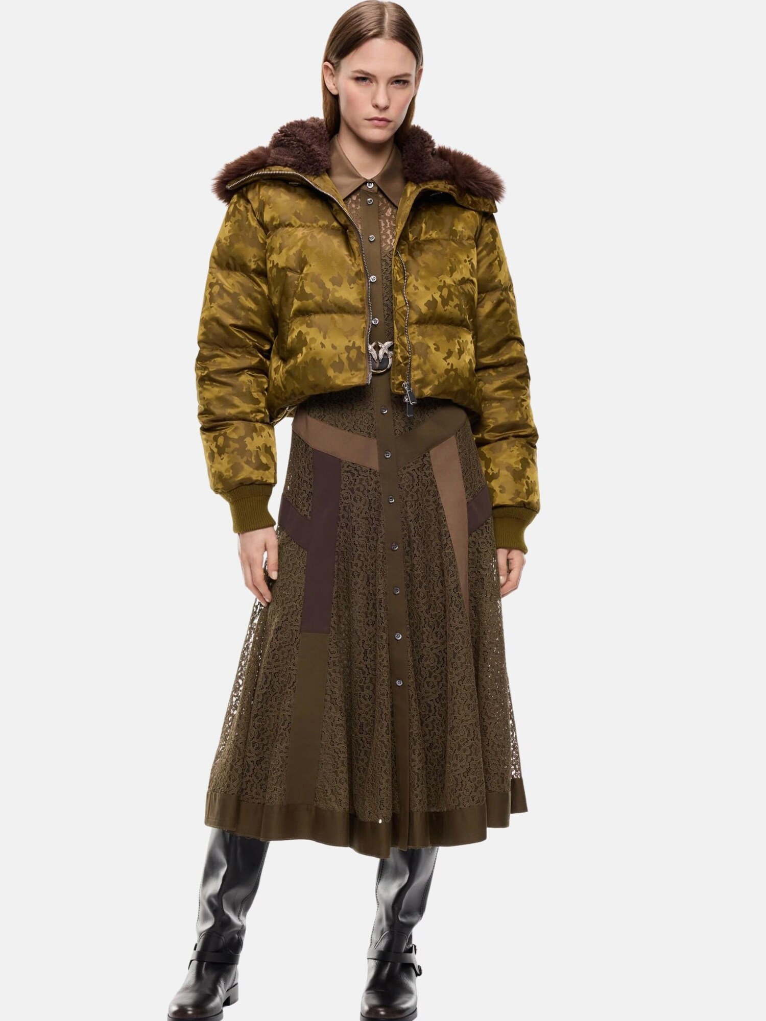 PINKO Chaqueta de invierno 'PINKO PIASTRAIA IMBOTTITO RASO TECNICO JACQUARD GIUBBINO'  verde – imagen 3