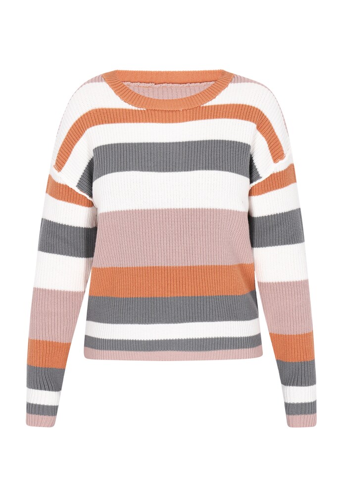 SANIKA Pullover Damen Größe L grau / taupe / mandarine / weiß