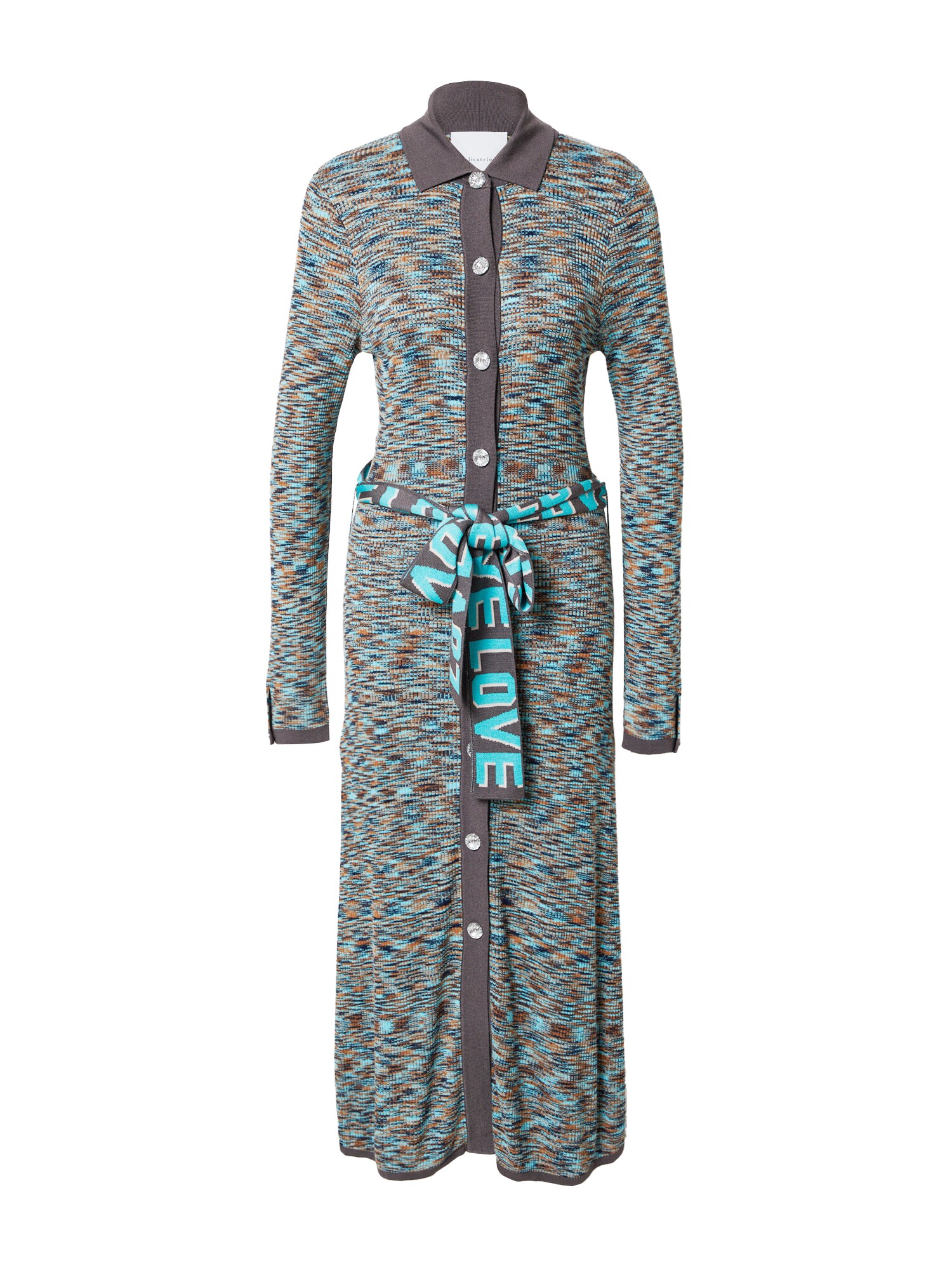 DELICATELOVE Palaidinės tipo suknelė 'NANA' vandens spalva / rusva / tamsiai pilka