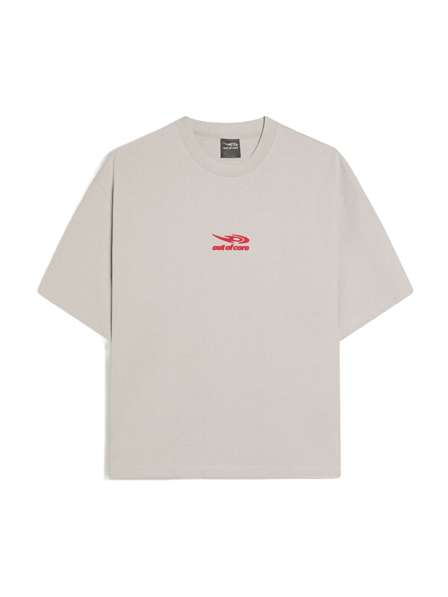 Bershka Tricou 'OUT OF CORE'  gri deschis / roșu cireș