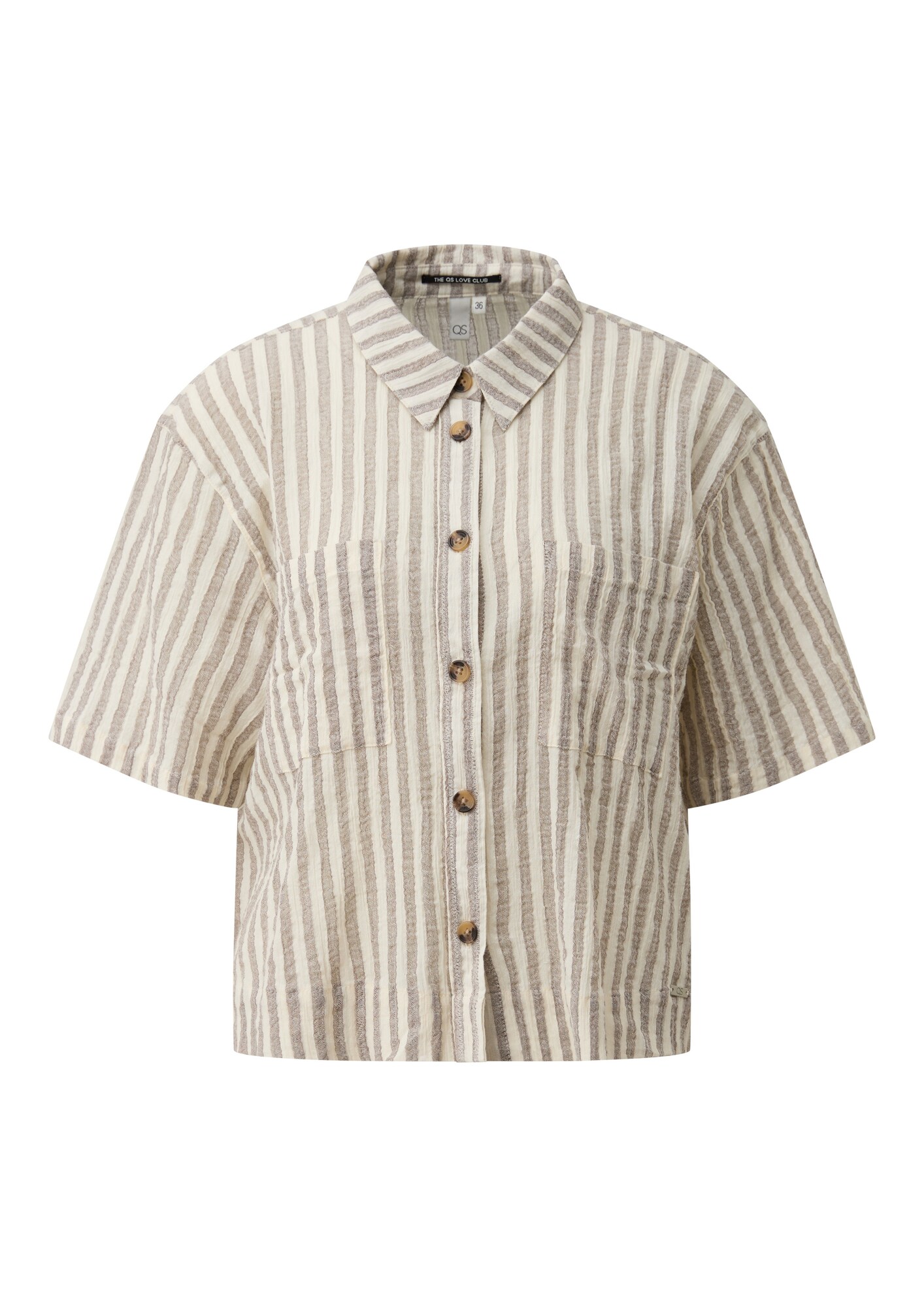 Qs Blouse Sand / Bruin Gemêleerd