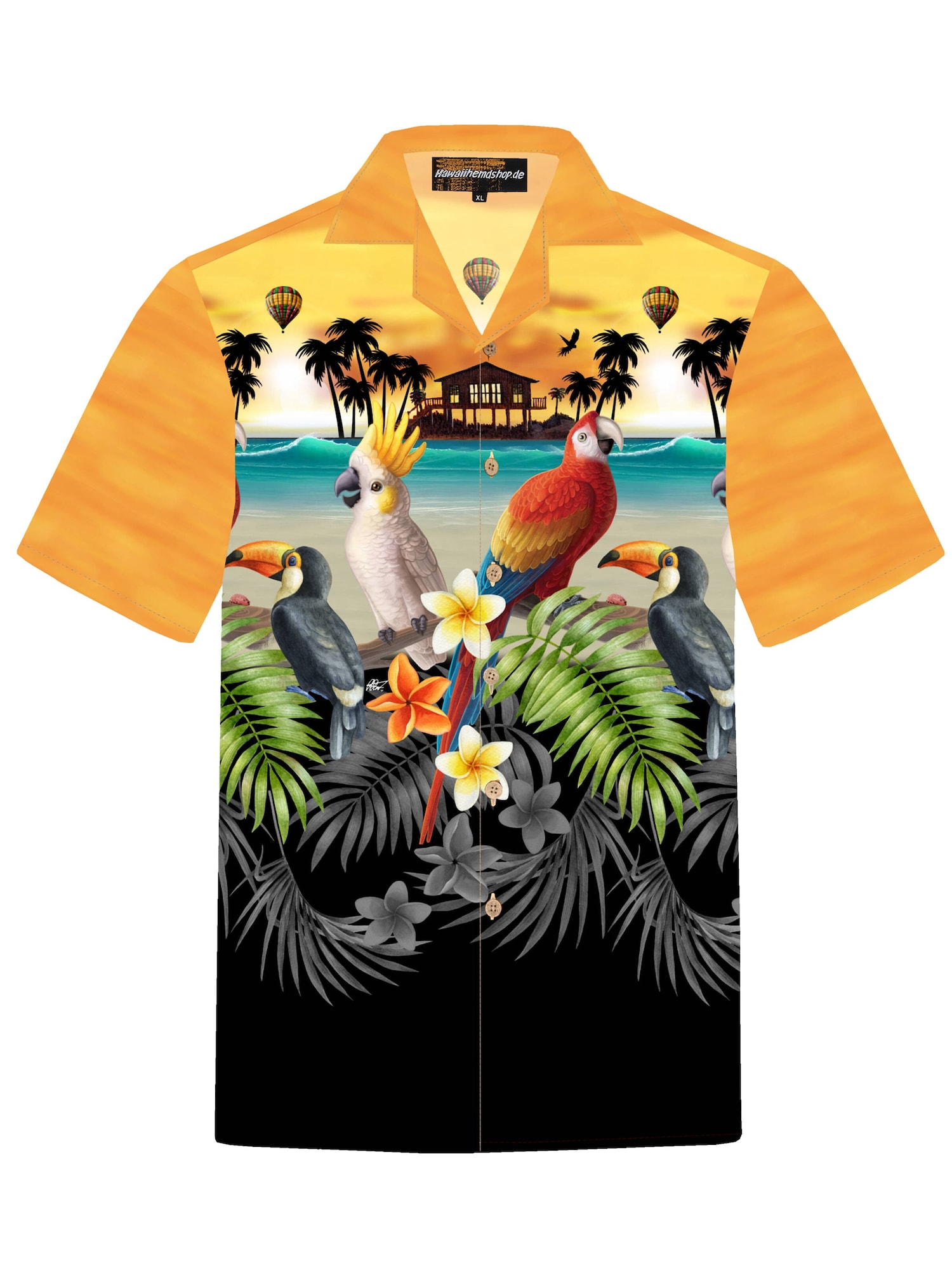 Hawaiihemdshop.de Camisa 'Hawaiihemd "Golden Parrots"'  dorado
