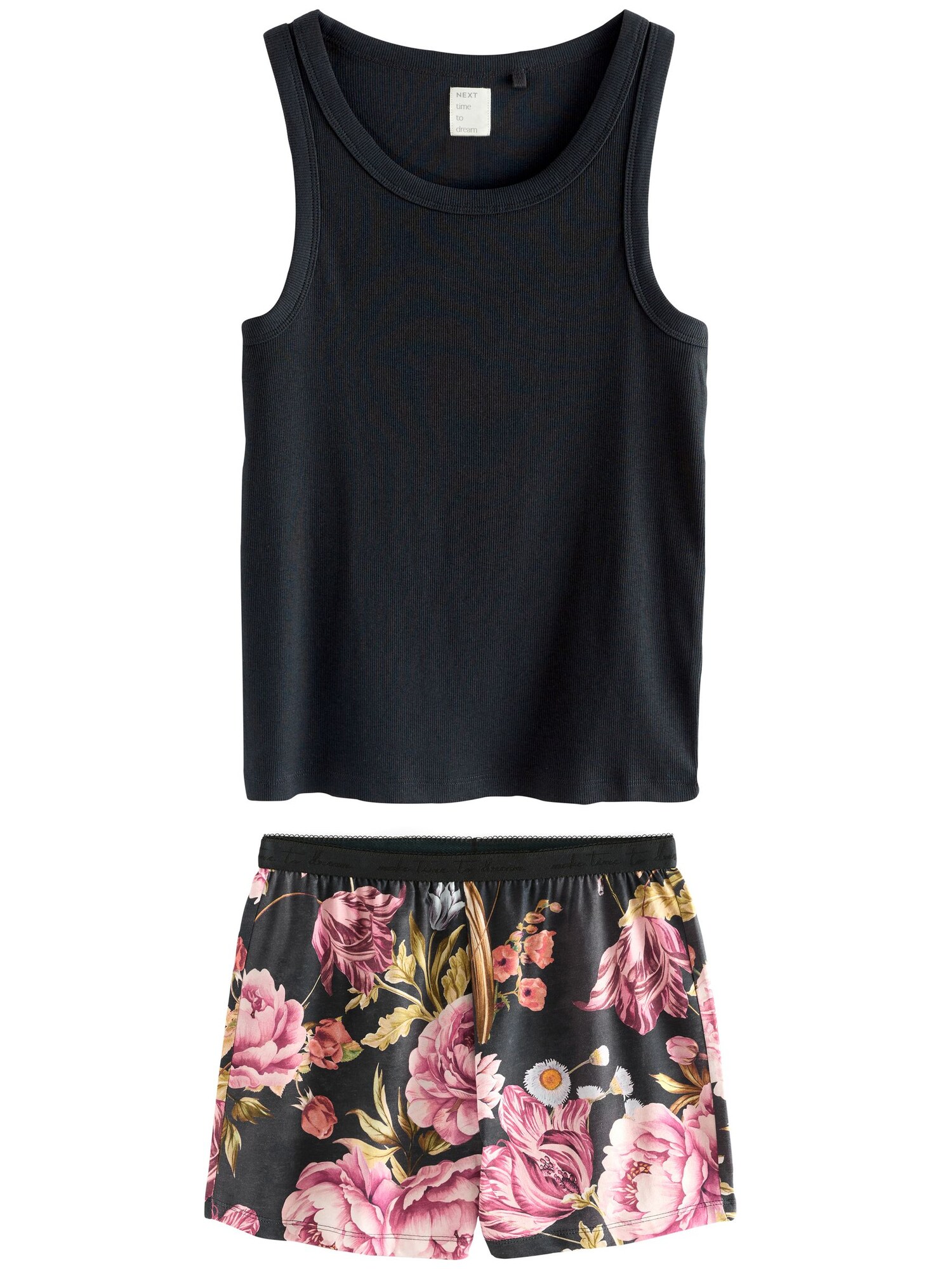 Next Pijama  verde pin / roz / negru