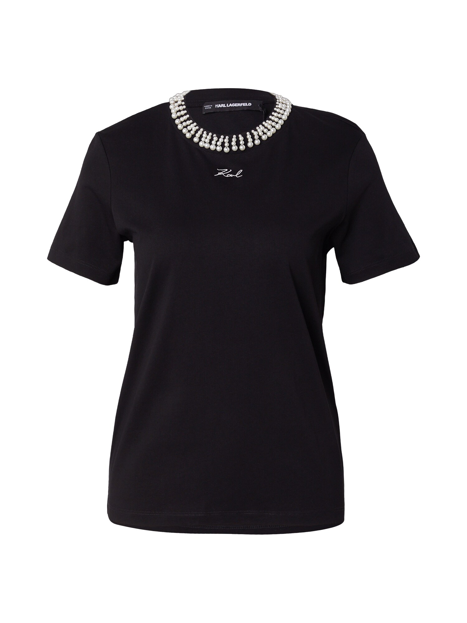 Karl Lagerfeld Tricou negru / alb perlat