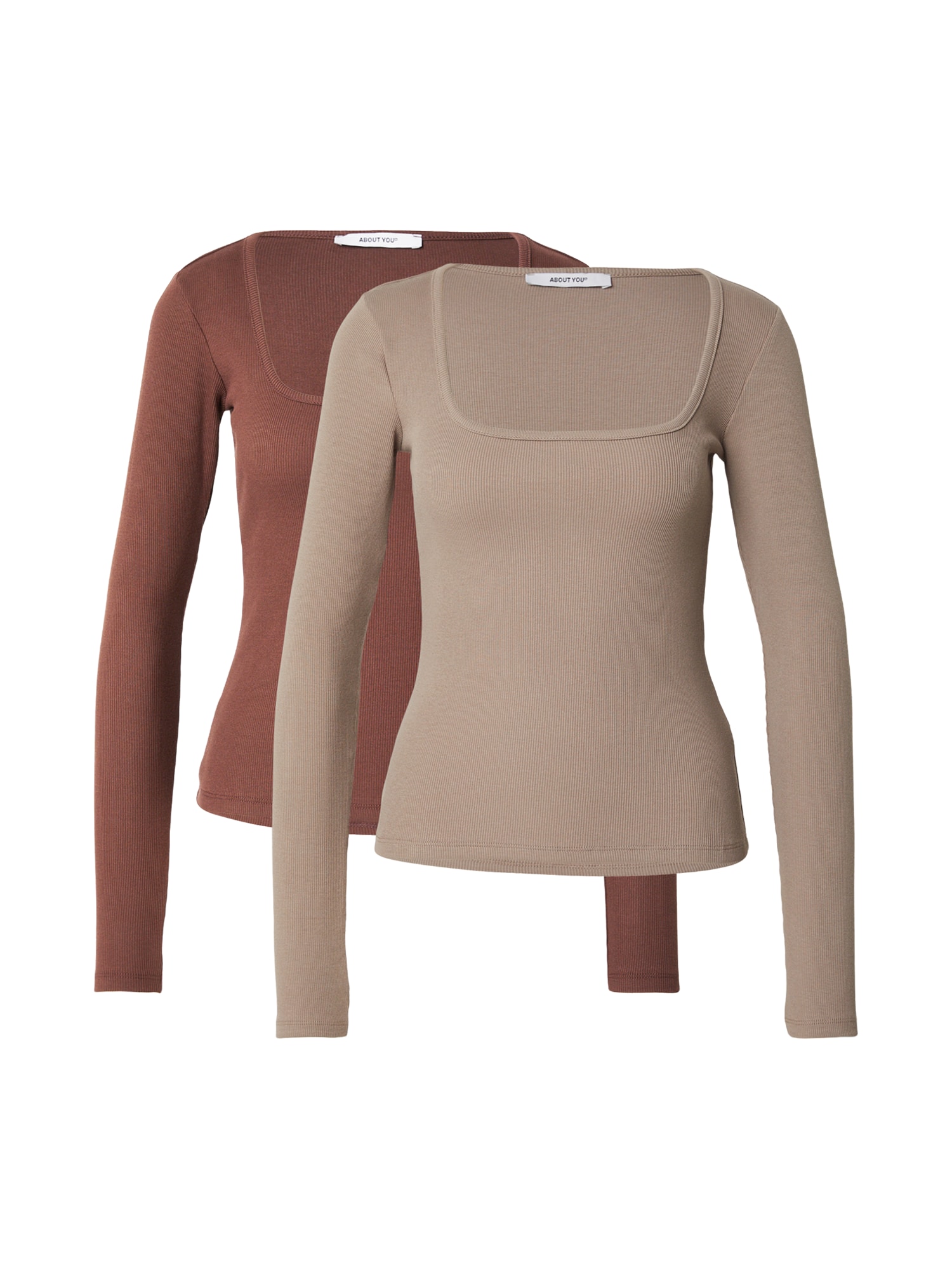 ABOUT YOU Tricou Sita maro cappuccino / roșu ruginiu