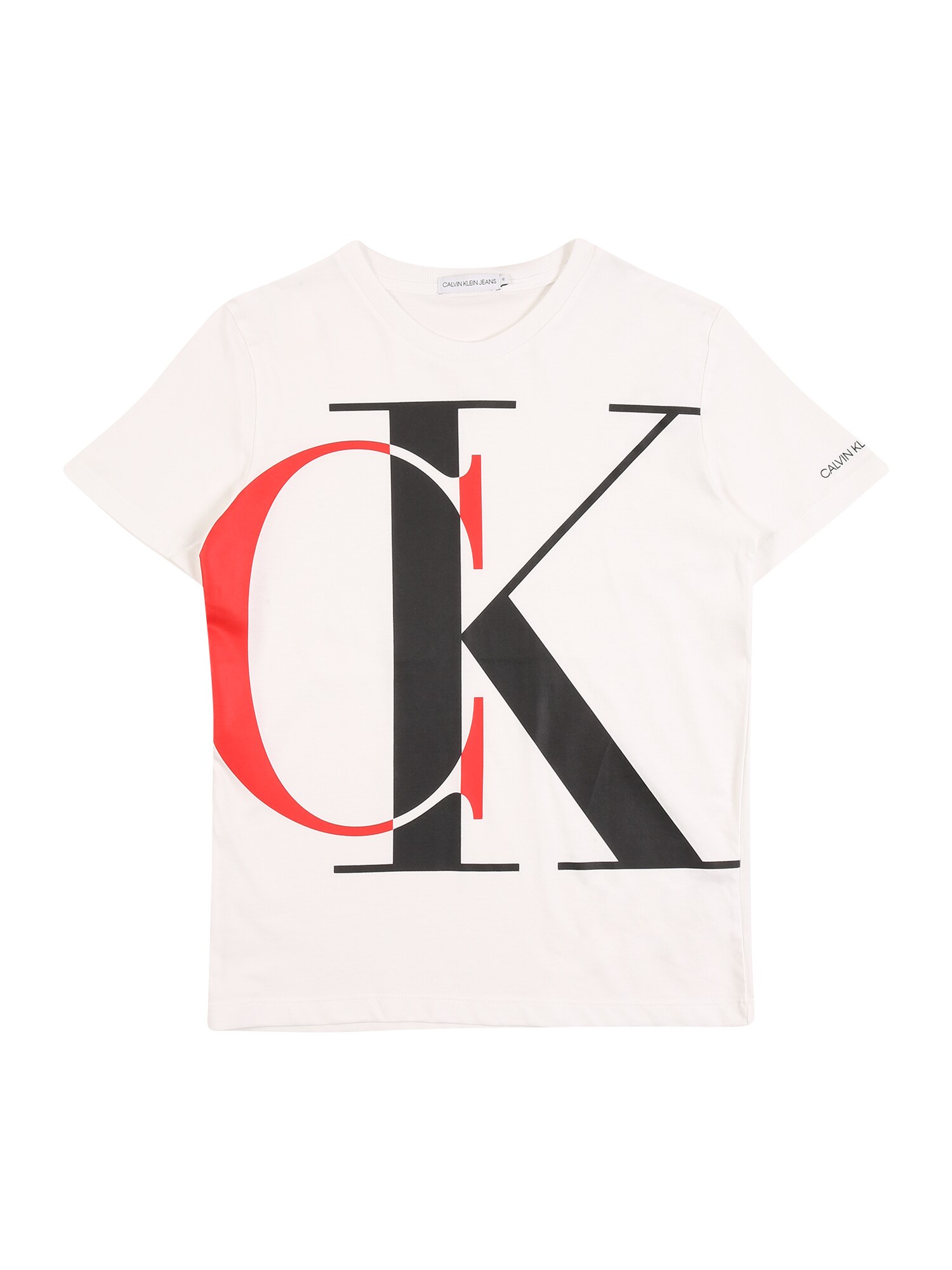 Calvin Klein Jeans Marškinėliai  balta / juoda / šviesiai raudona