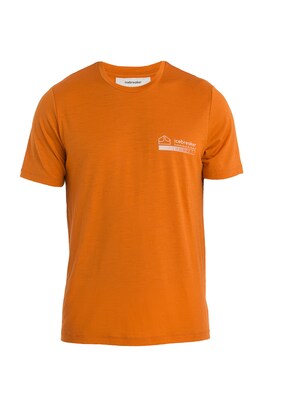 Icebreaker Shirt ‘Mountain’ Oranje / Wit