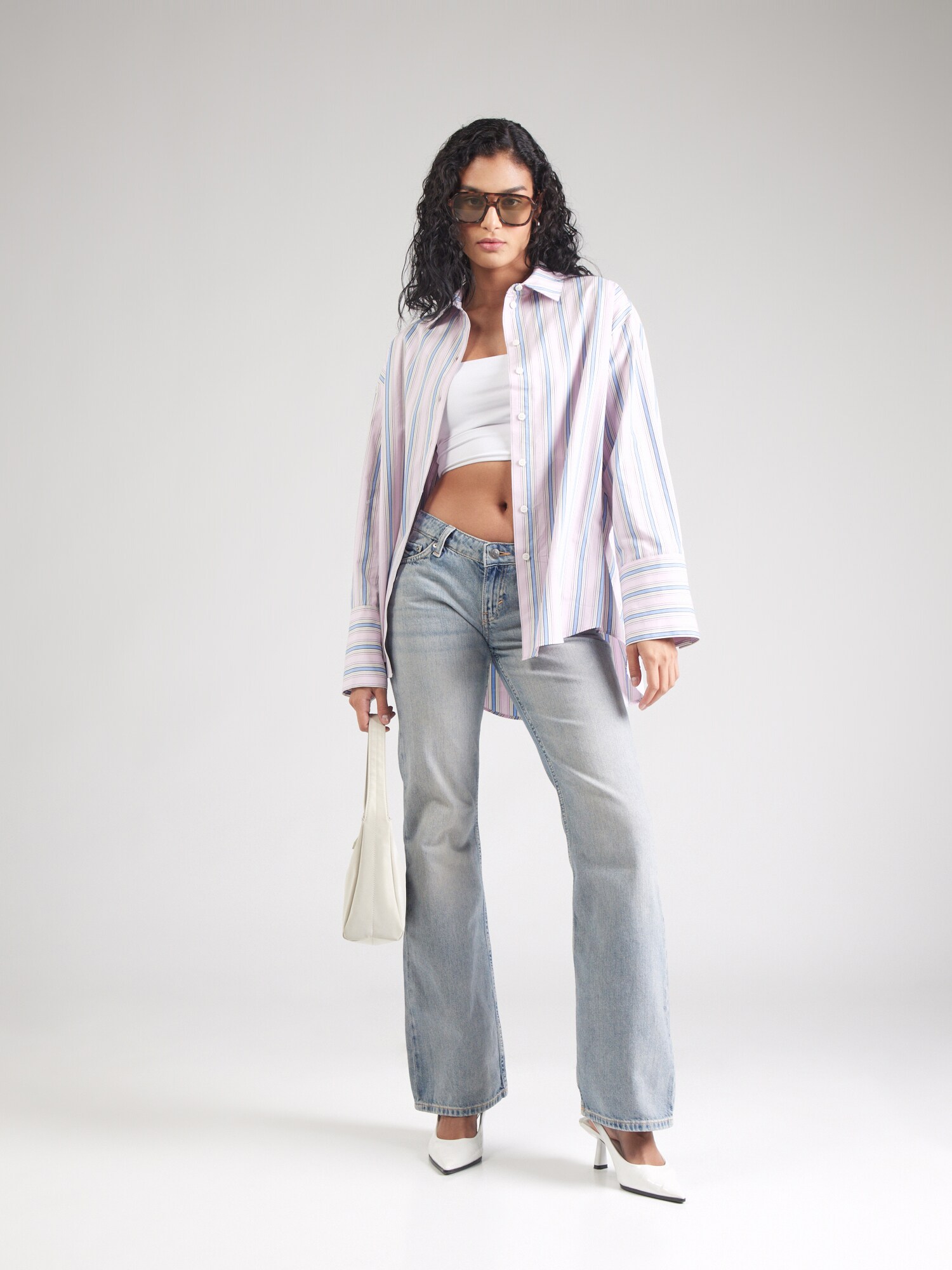 TOPSHOP Blúz  világoskék / sötétkék / világos-rózsaszín / fehér termék 2. képe