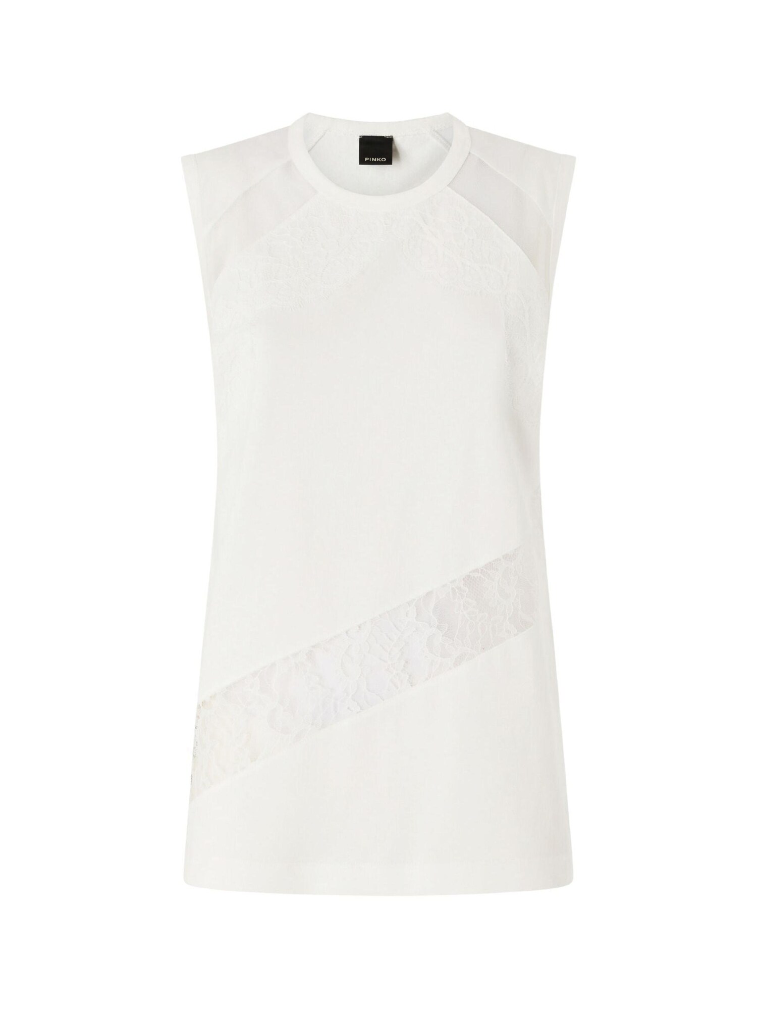 PINKO Camiseta de fútbol 'MOLLY MAGLIA JERSEY COTONE CON PIZZO' blanco