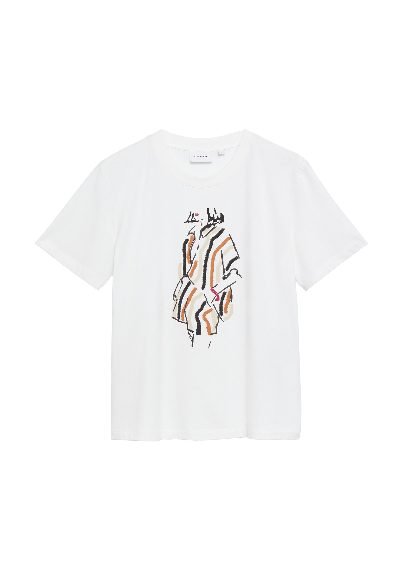 COMMA Tricou alb kitt / maro pueblo / negru / alb