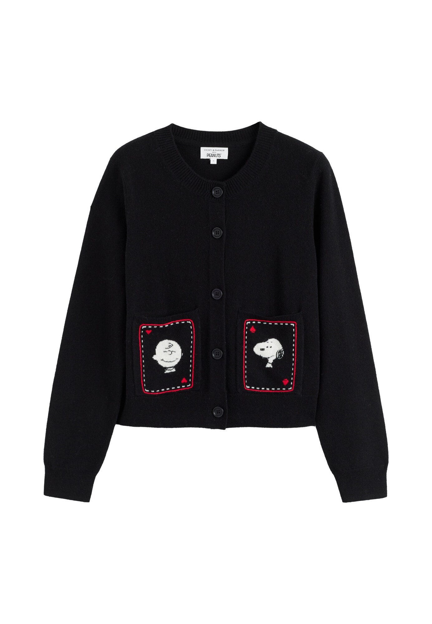 Chinti & Parker Cárdigan 'Snoopy & Charlie Brown' rojo / negro / blanco