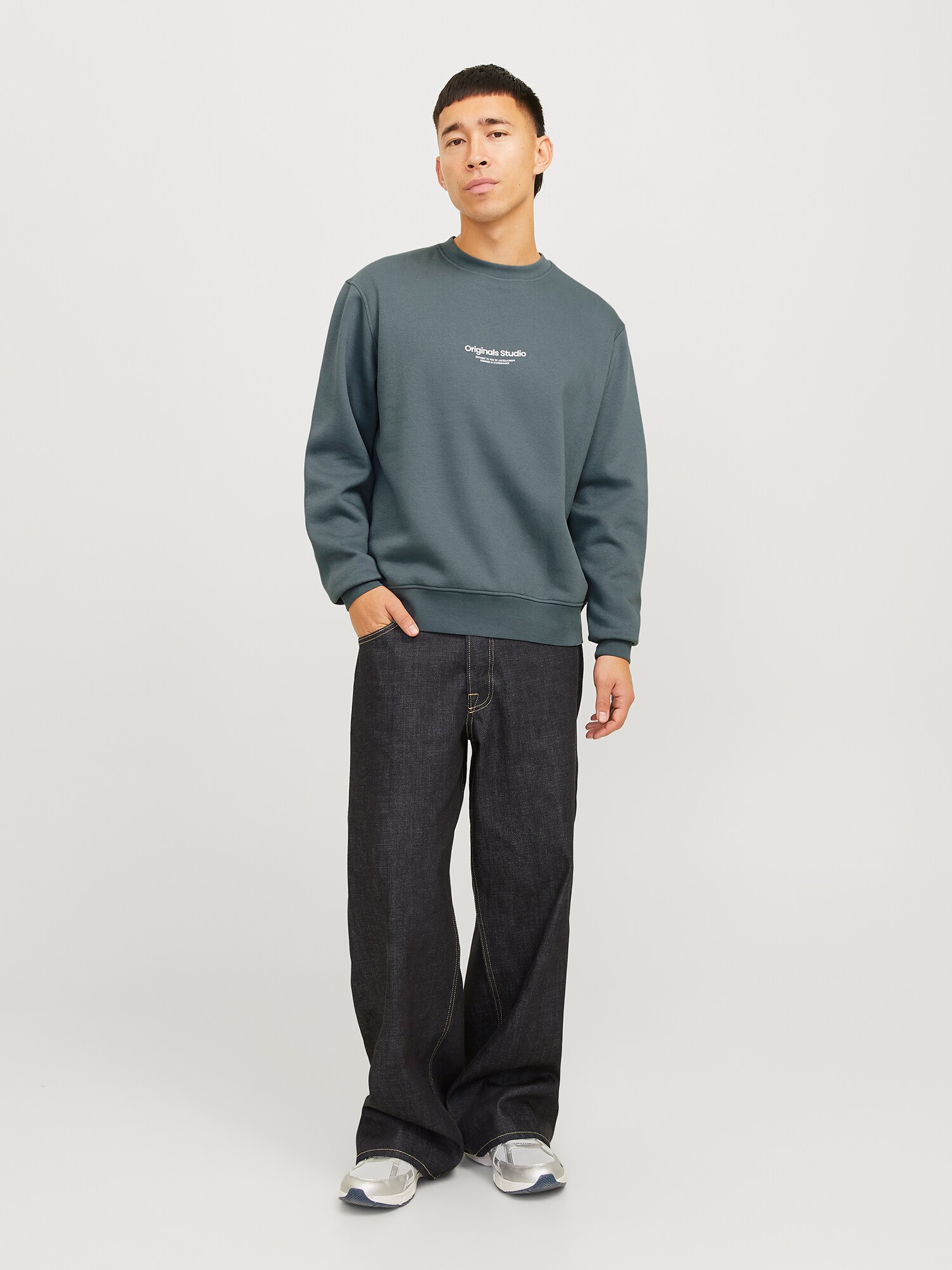 JACK & JONES Mikina 'JWHVESTERBRO' modrosivá / biela (obrázok 4)