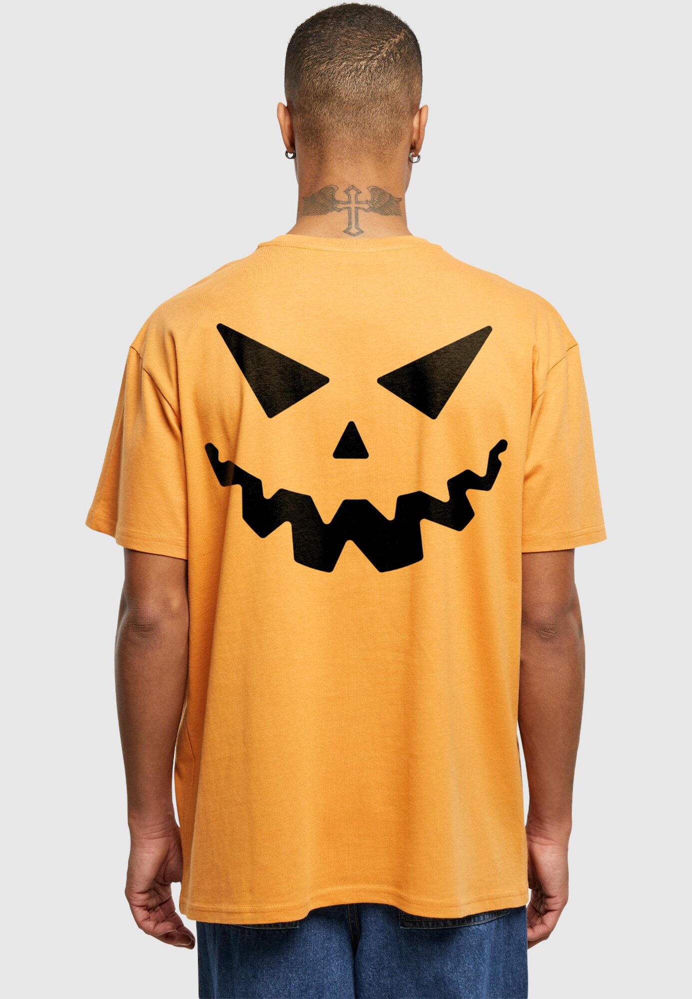 Merchcode Tričko 'Halloween - Are You Scared' tmavooranžová / čierna (obrázok 4)