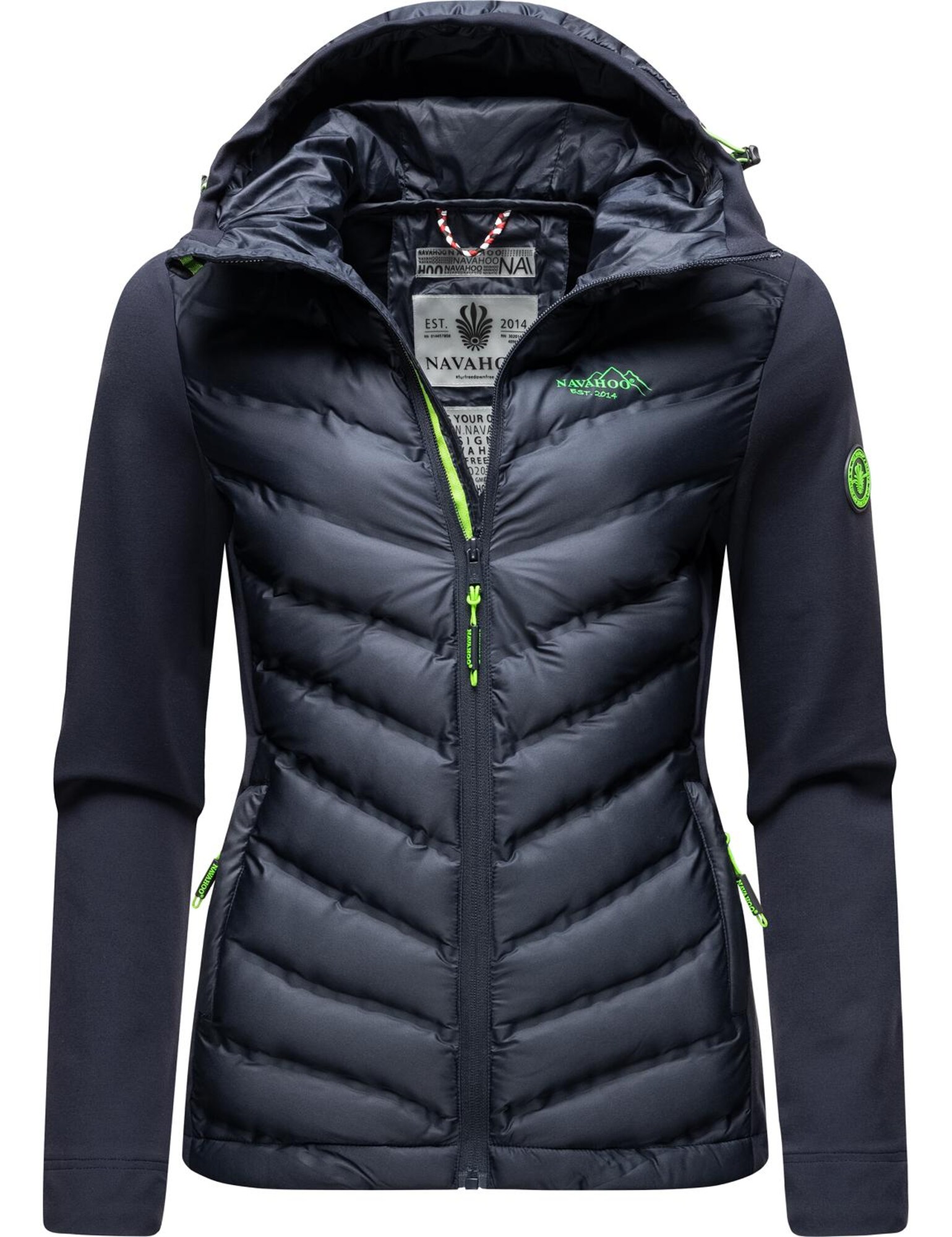 NAVAHOO Geacă de primăvară-toamnă Nimm Mich Mit  albastru noapte / verde neon