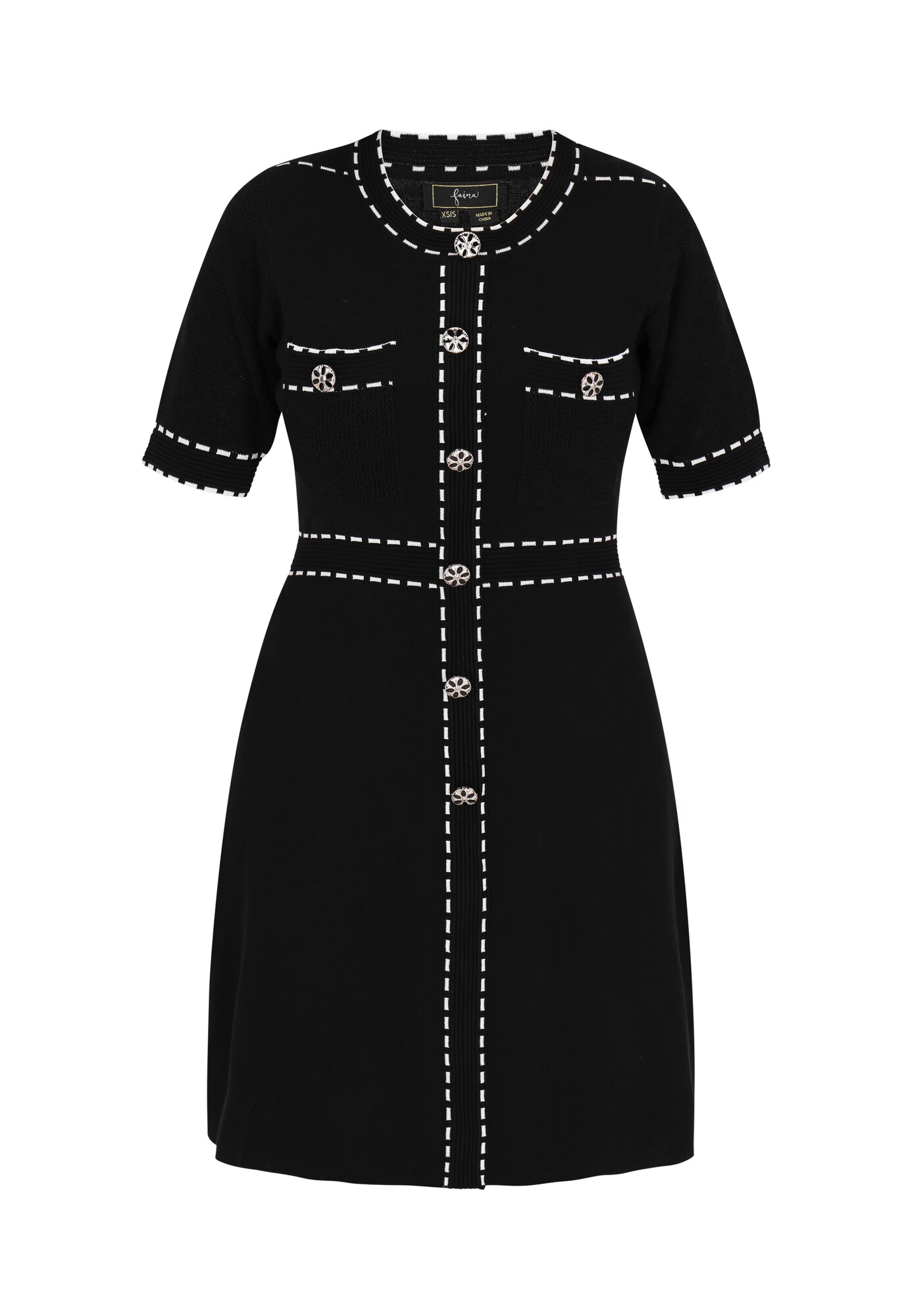 faina Rochie tricotat  negru / alb