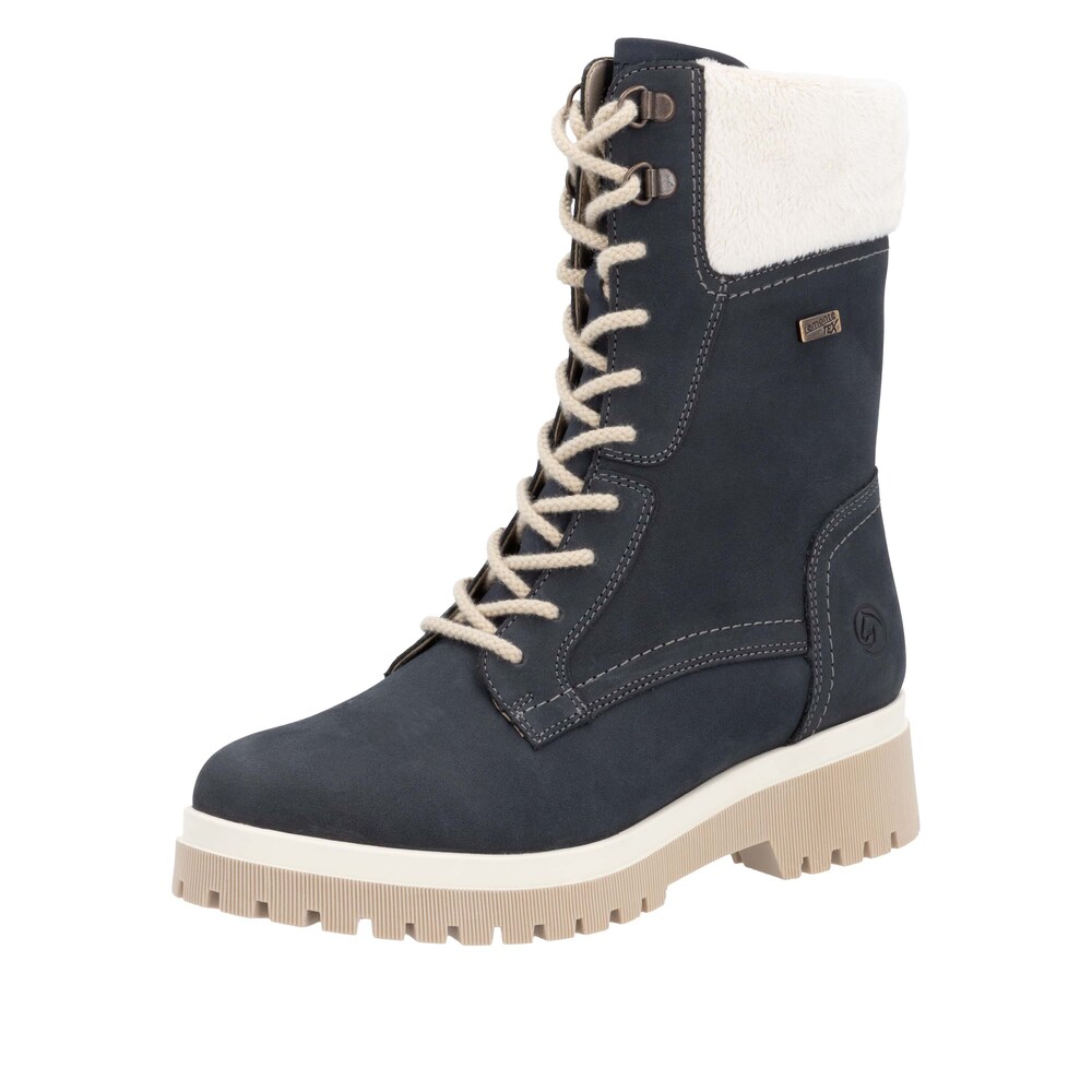 REMONTE Schnürstiefel 'D1B76' Damen Größe 42 blau / navy / weiß Winterschuhe