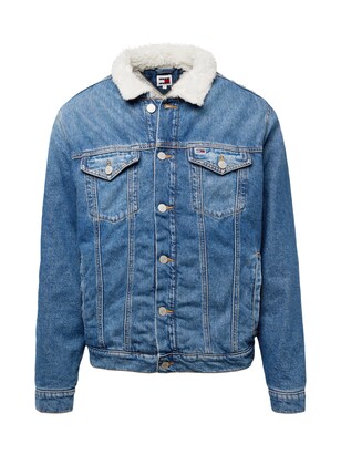 Tommy Jeans Tussenjas Blauw denim / Wit