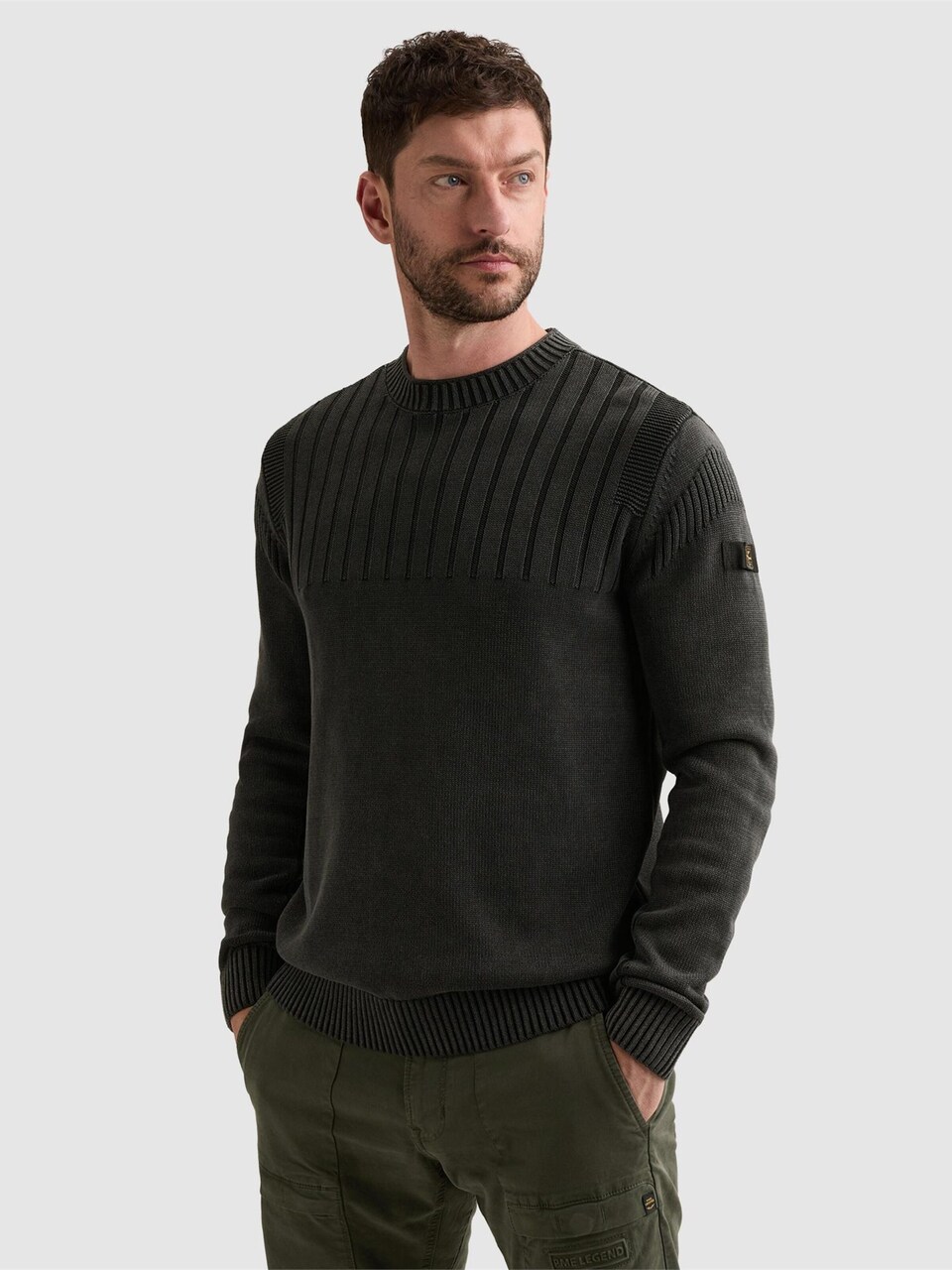 Tröja 'Pullover with garment-dye wash and stone-washed look'