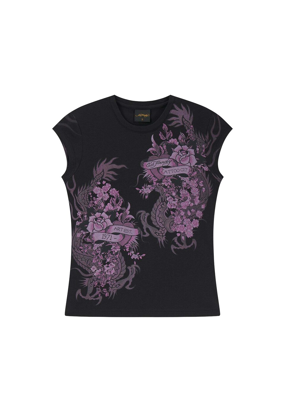 T-shirt 'Tattoo City' orkidé / björnbär