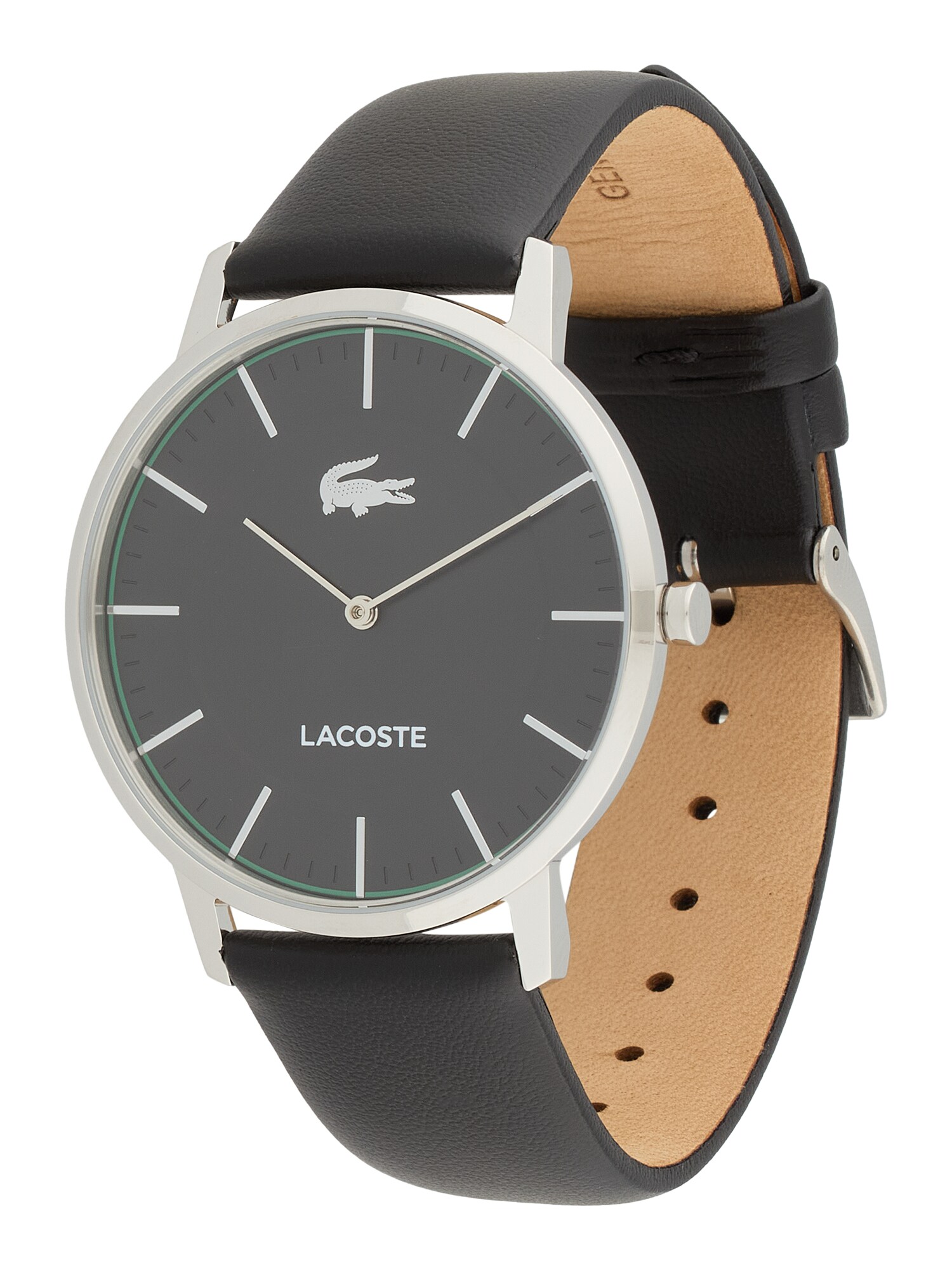 LACOSTE Ceas analogic Crocorigin  negru / argintiu