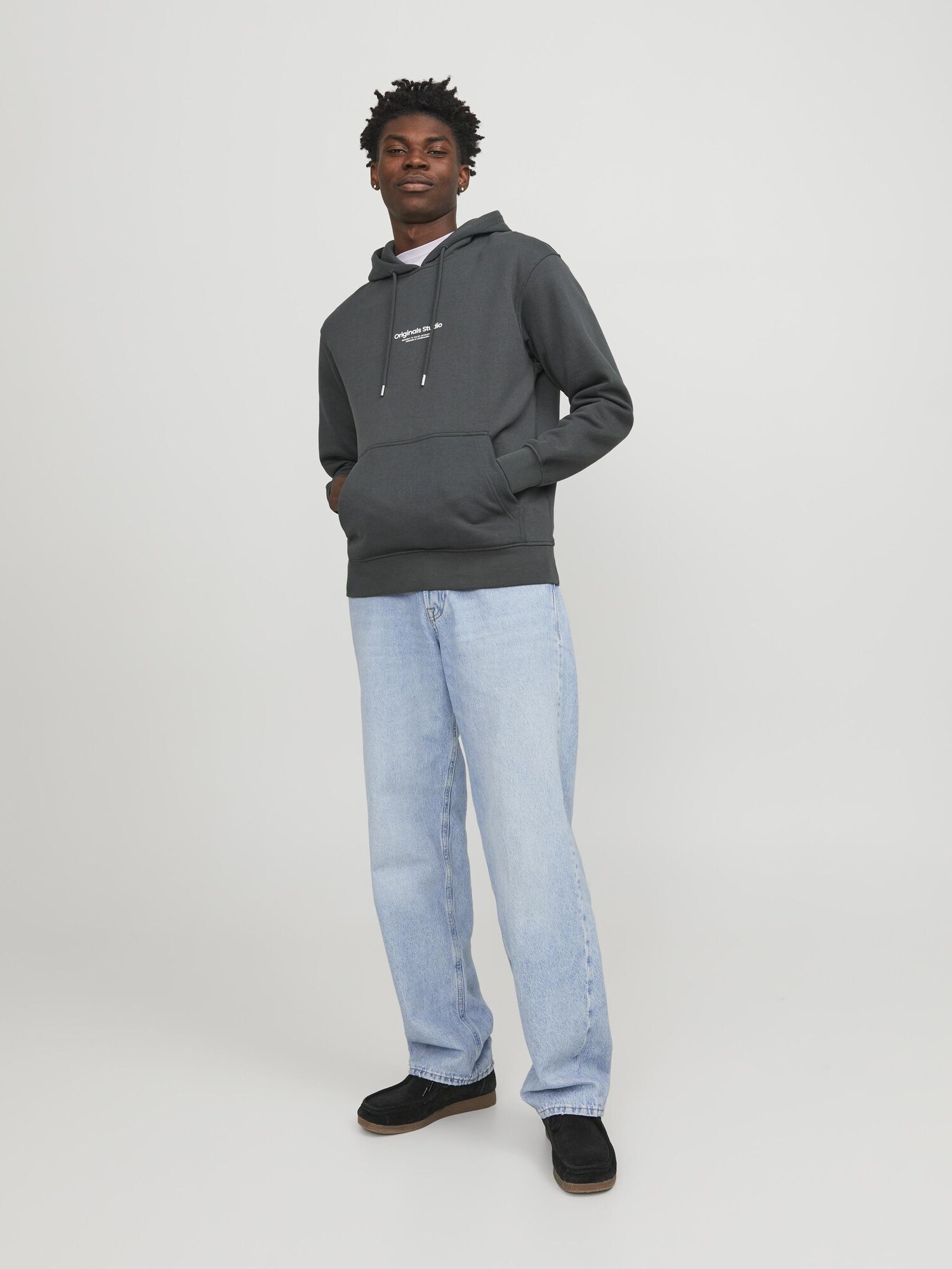 JACK & JONES Mikina 'JORVesterbro' tmavosivá / biela (obrázok 6)