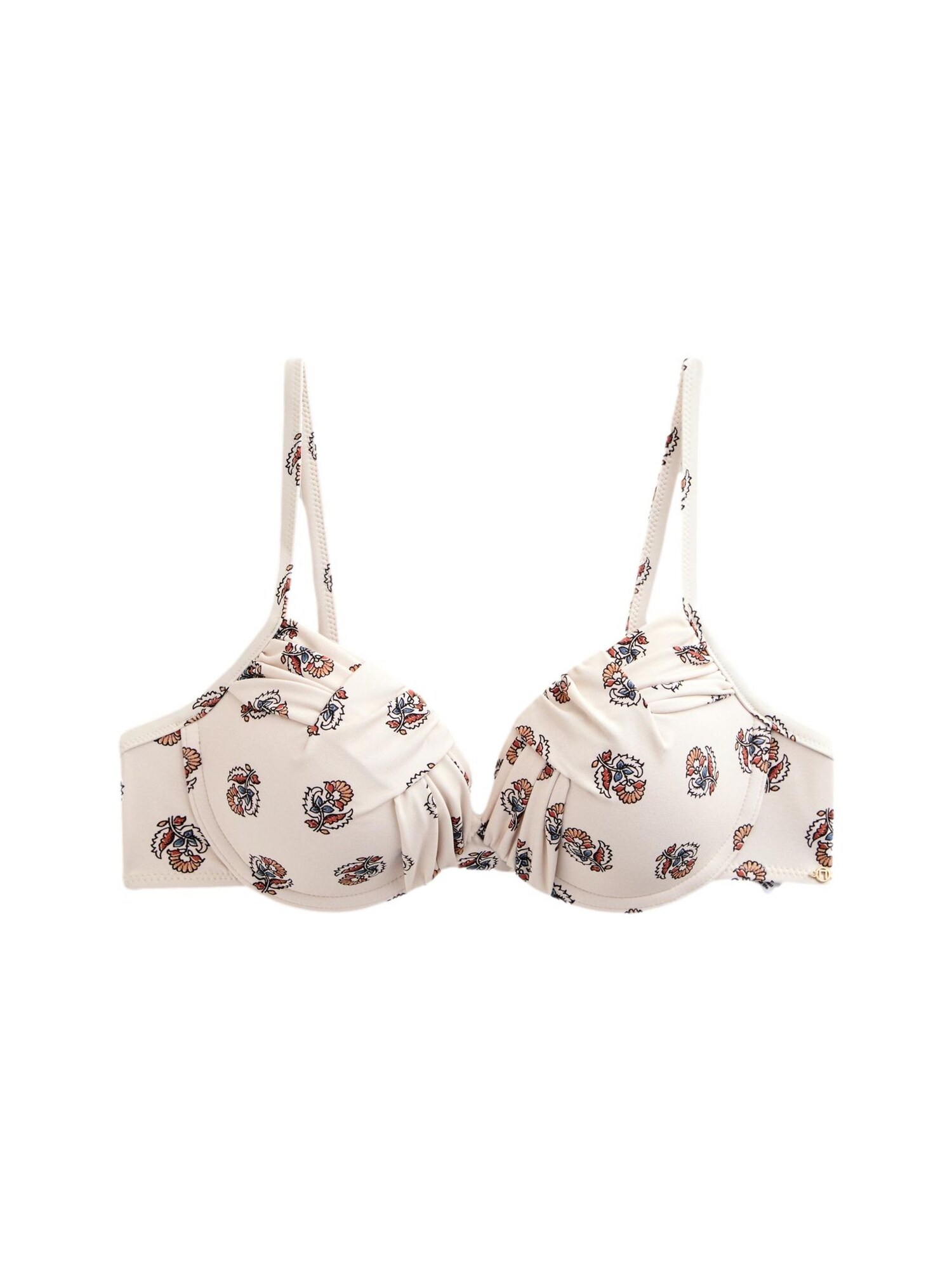 Next Sutien costum de baie  maro cămilă / ecru / albastru marin / negru