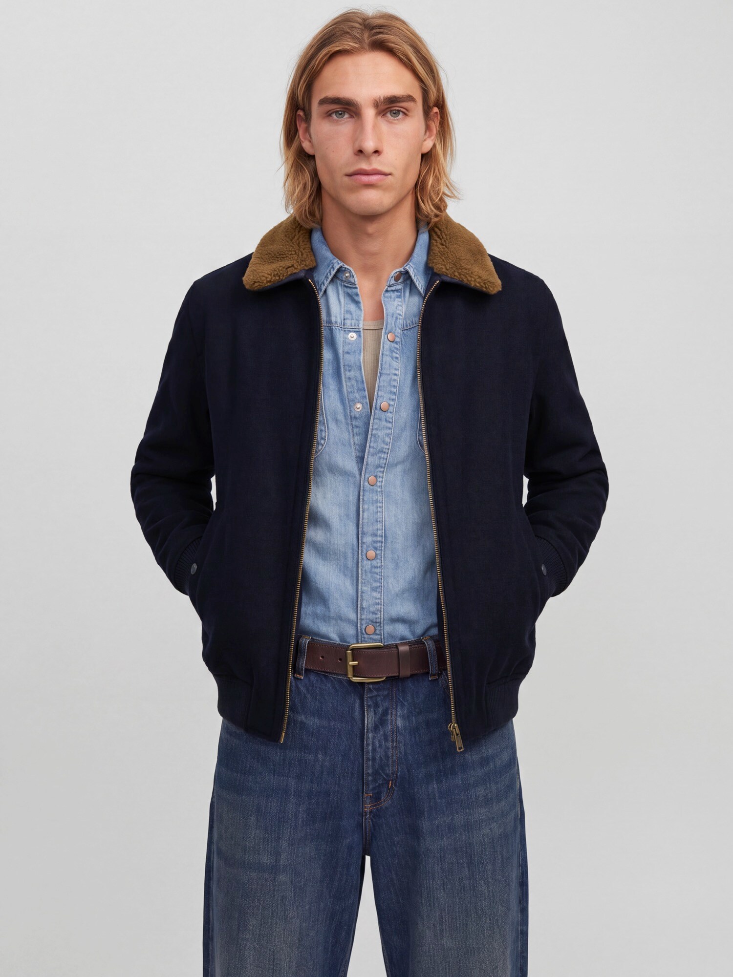 Jack & Jones Premium Geacă de primăvară-toamnă JPRBLUMELVIN albastru marin
