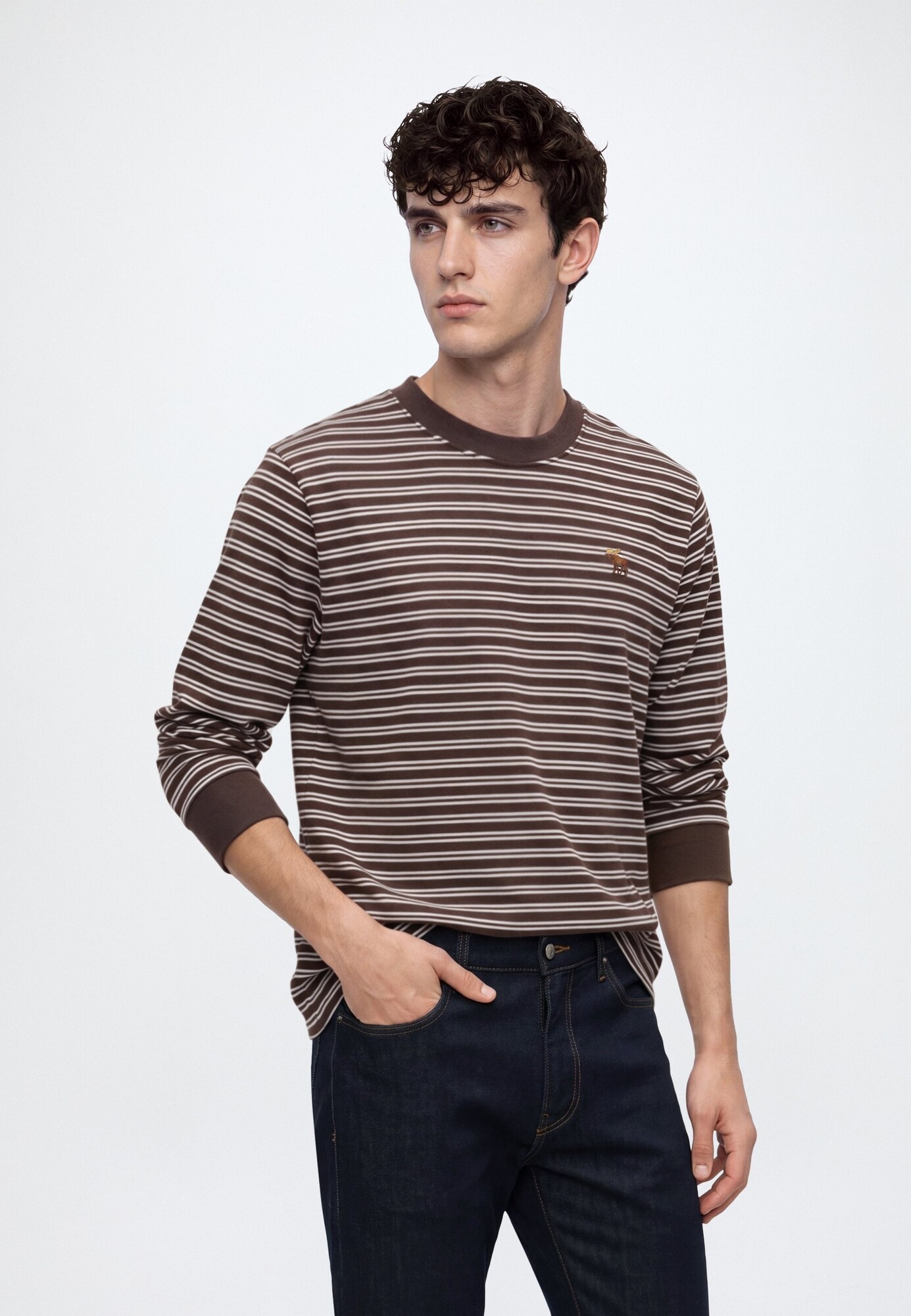 Abercrombie & Fitch Camiseta chocolate / blanco – imagen 6