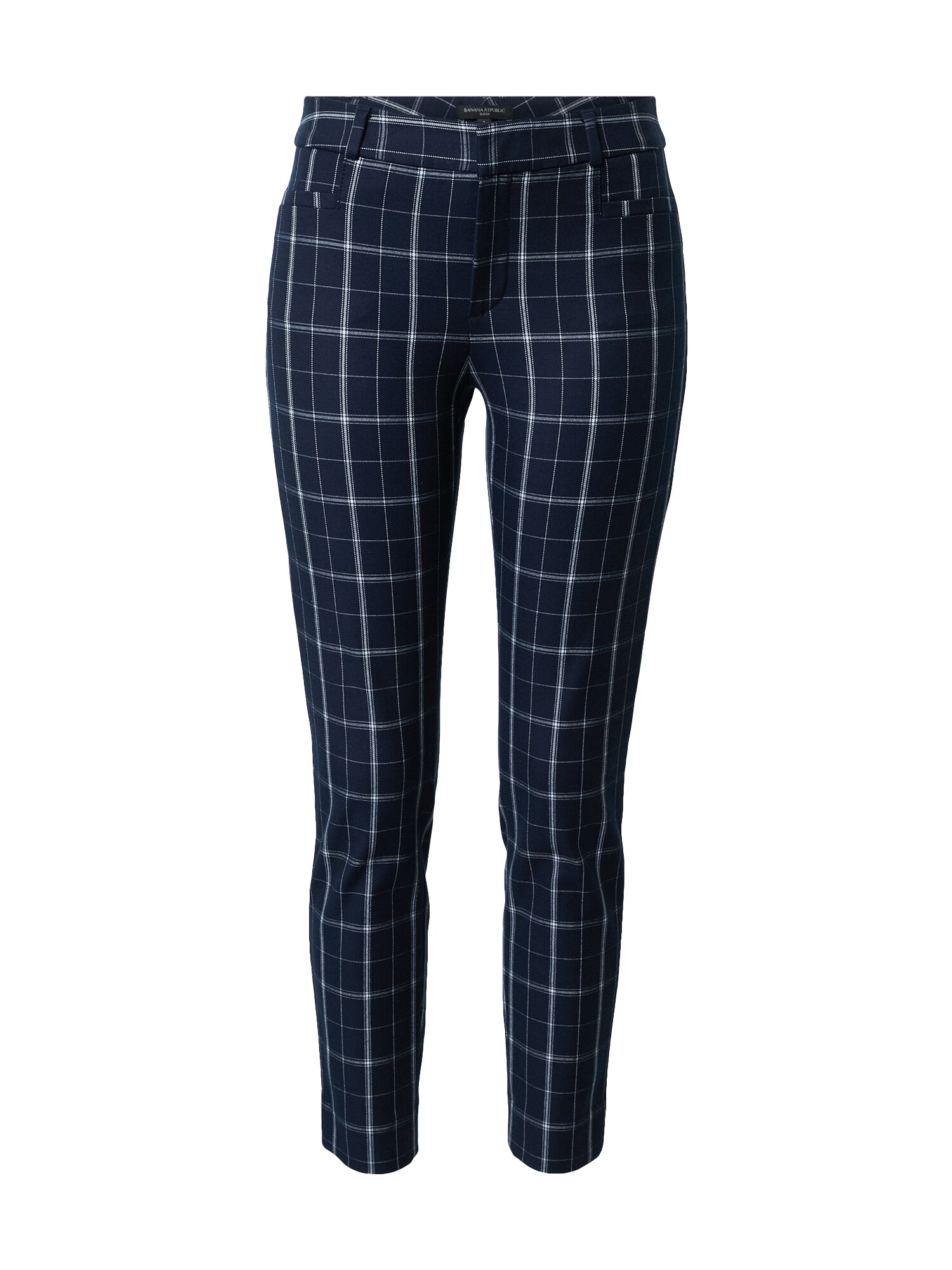 Banana Republic Kelnės 'Modern Sloan Grid Plaid'  tamsiai mėlyna / balta